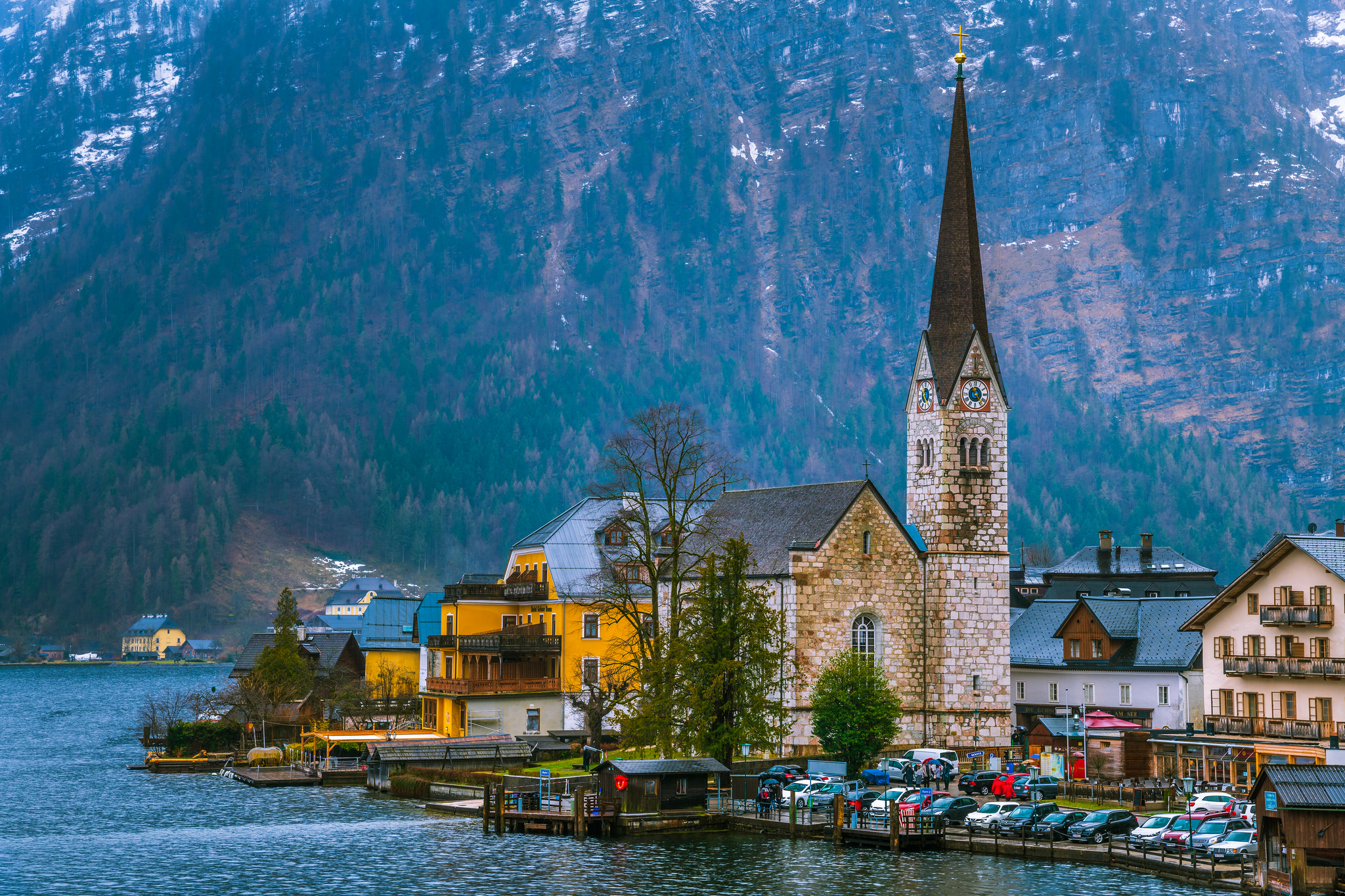 Обои город озеро Hallstatter See Hallstatt на рабочий стол