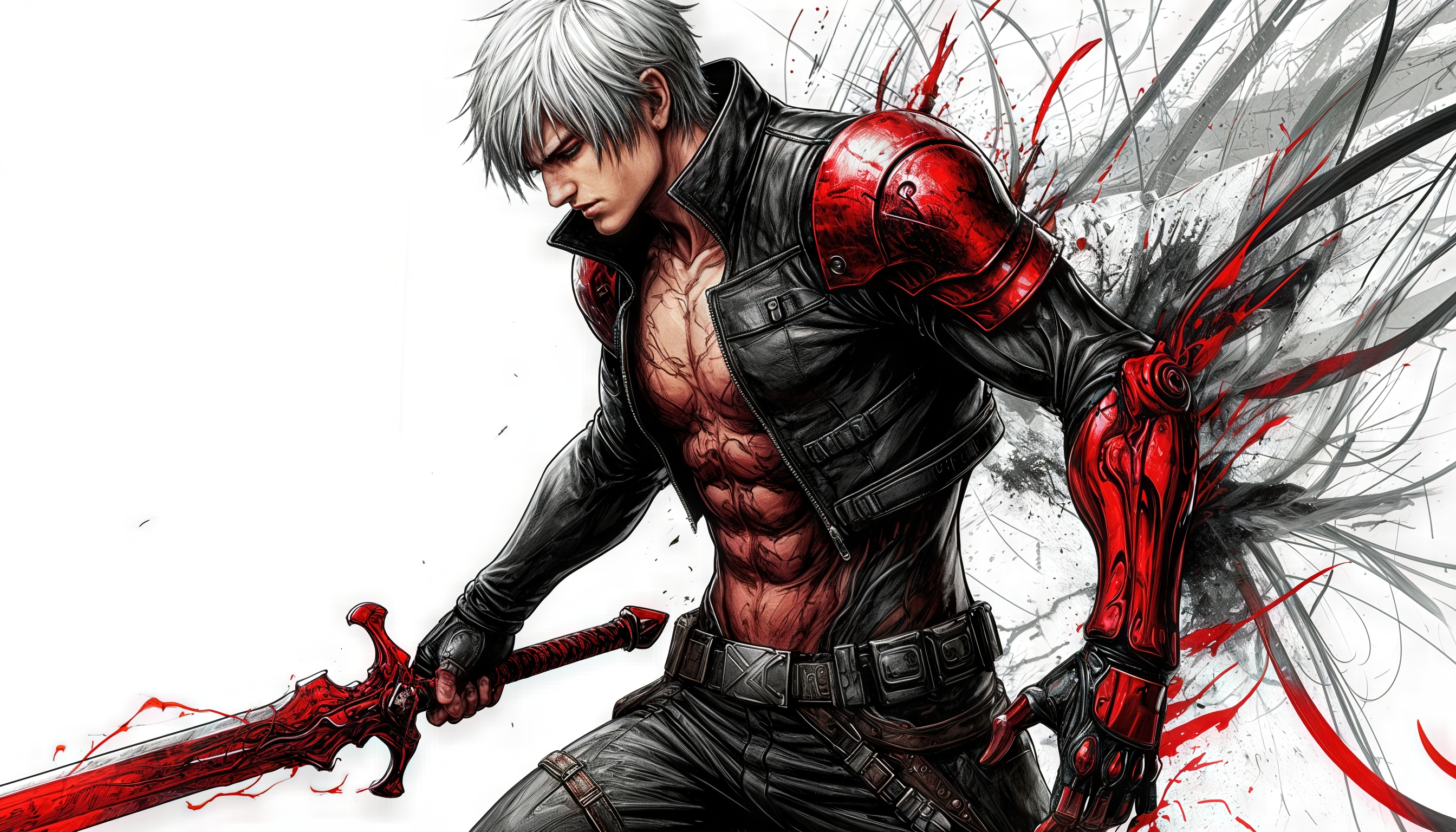 Бесплатное фото Данте герой игровой серии Devil May Cry, в черном костюме с мечом.