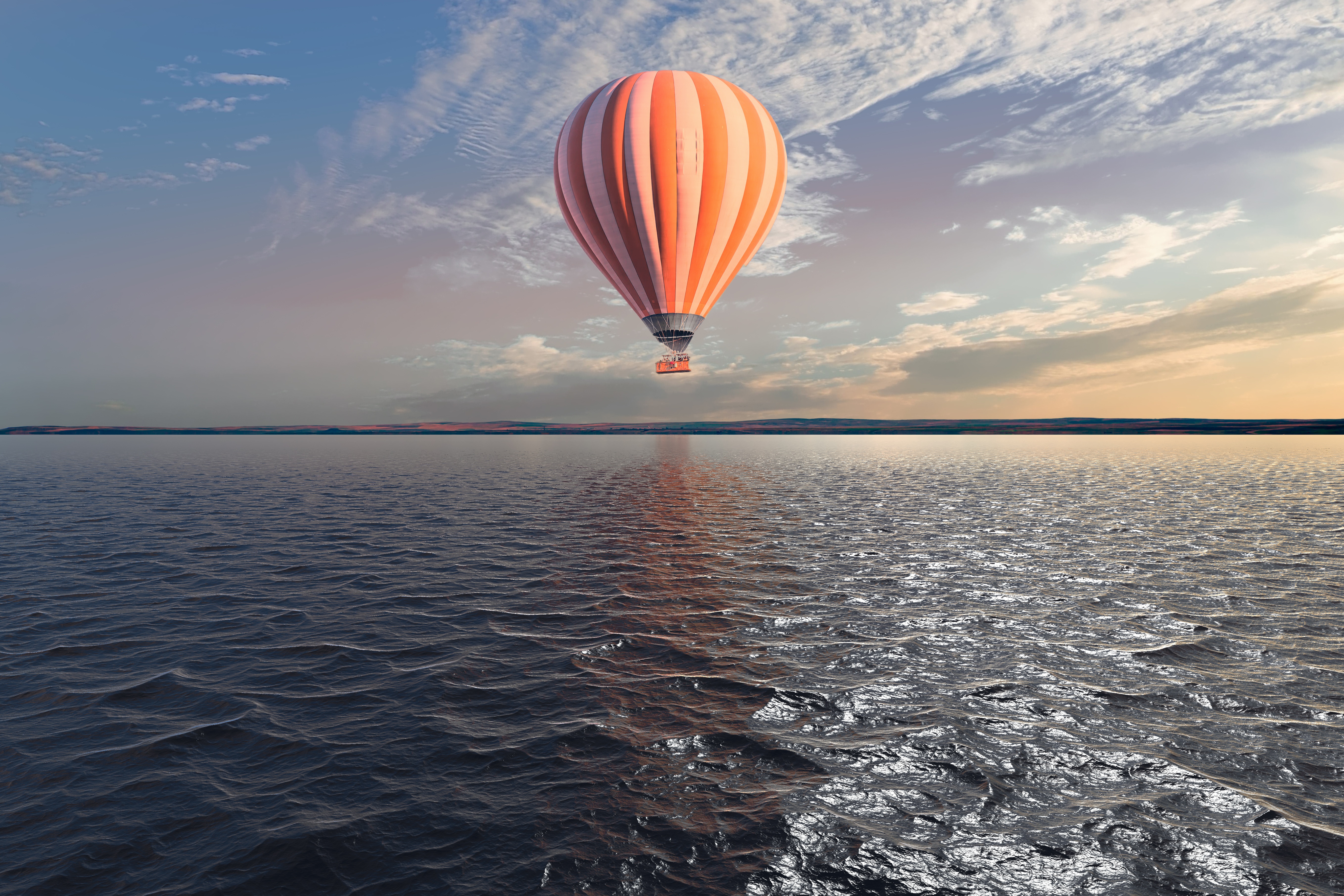 Обои hot air balloon water reflection на рабочий стол