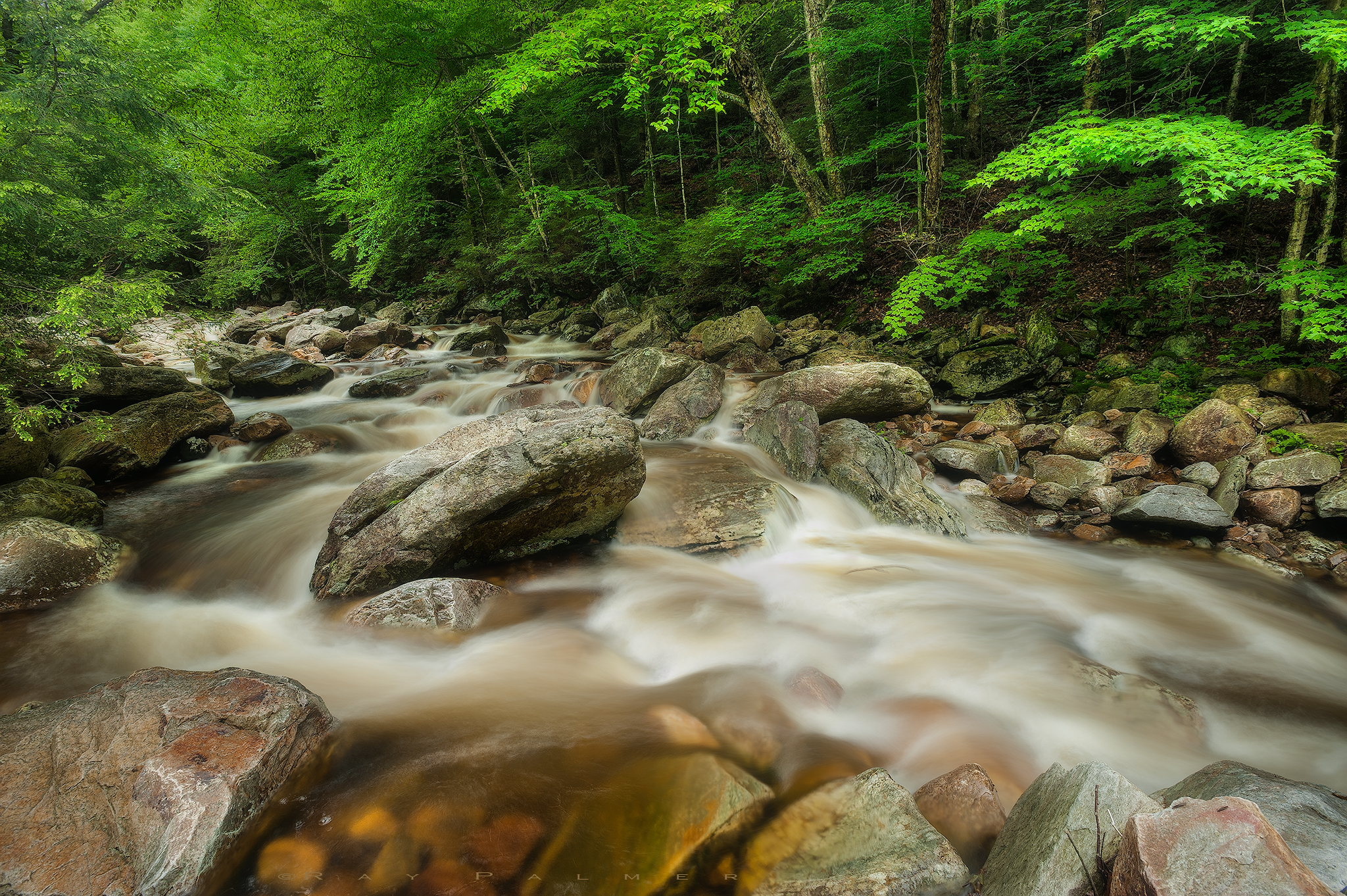 Wallpapers river waterfall boulder on the desktop