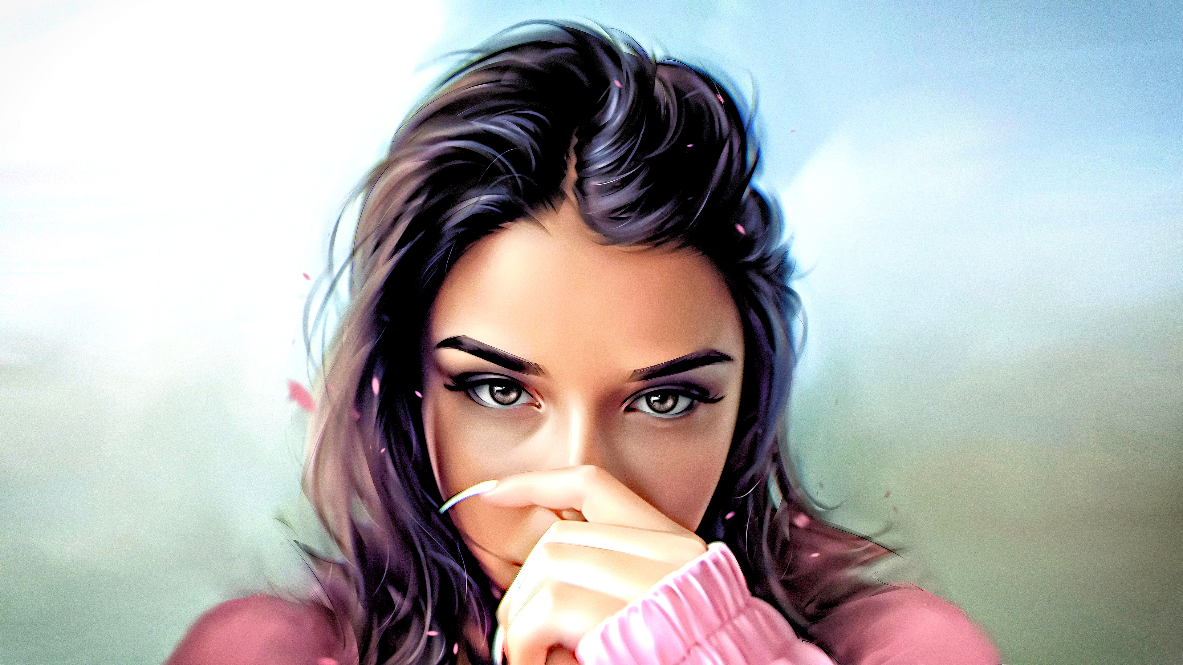 Free photo Rendering of a portrait of a girl with dark hair