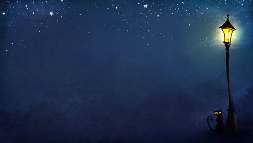 Бесплатное фото Рисунок кота ночью