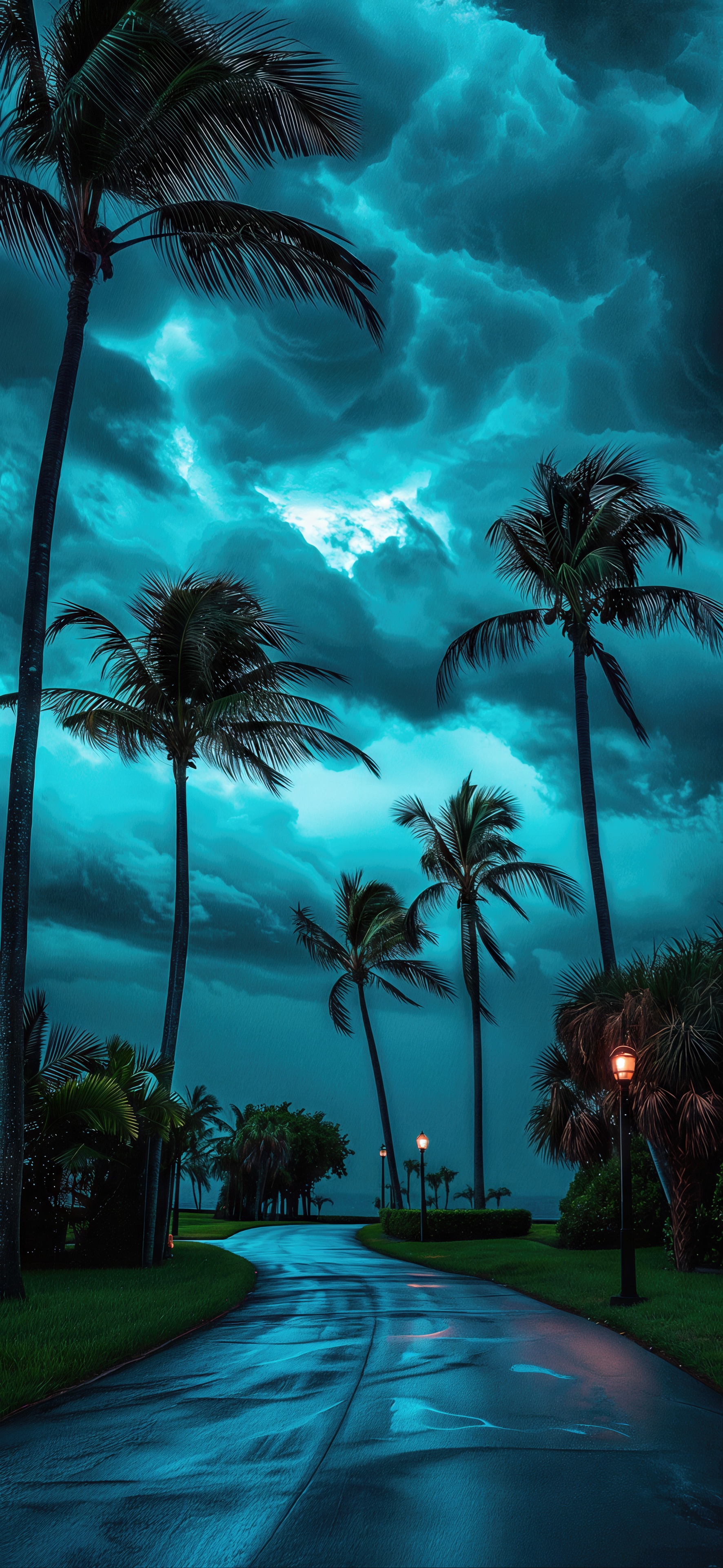 桌面上的壁纸棕榈树 雷暴 云彩