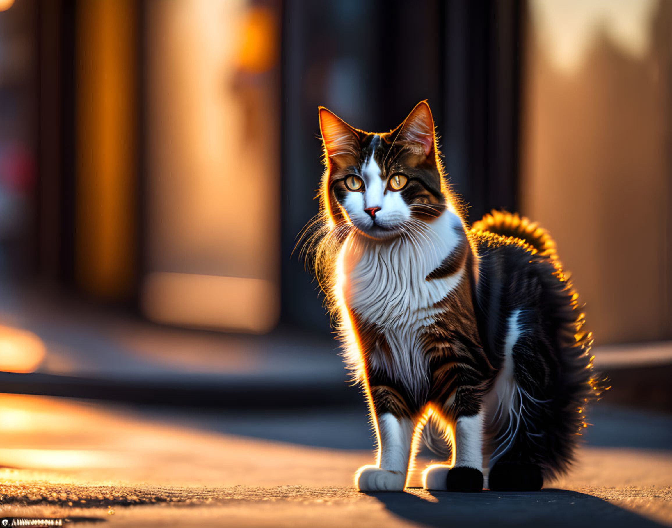画一只毛茸茸的街猫