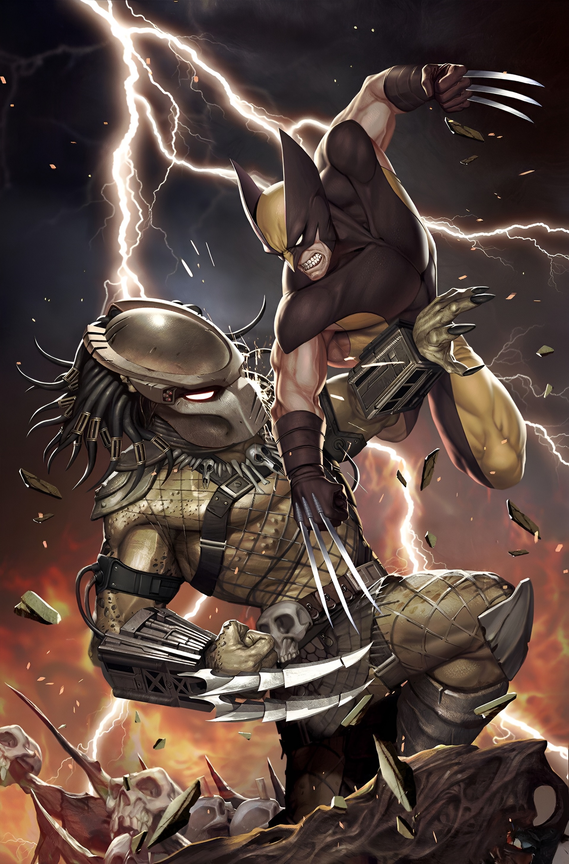 Бесплатное фото Хищник против Росомахи