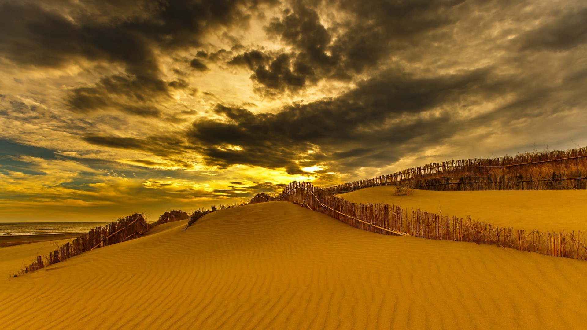 Dramatic sky above the sand hills