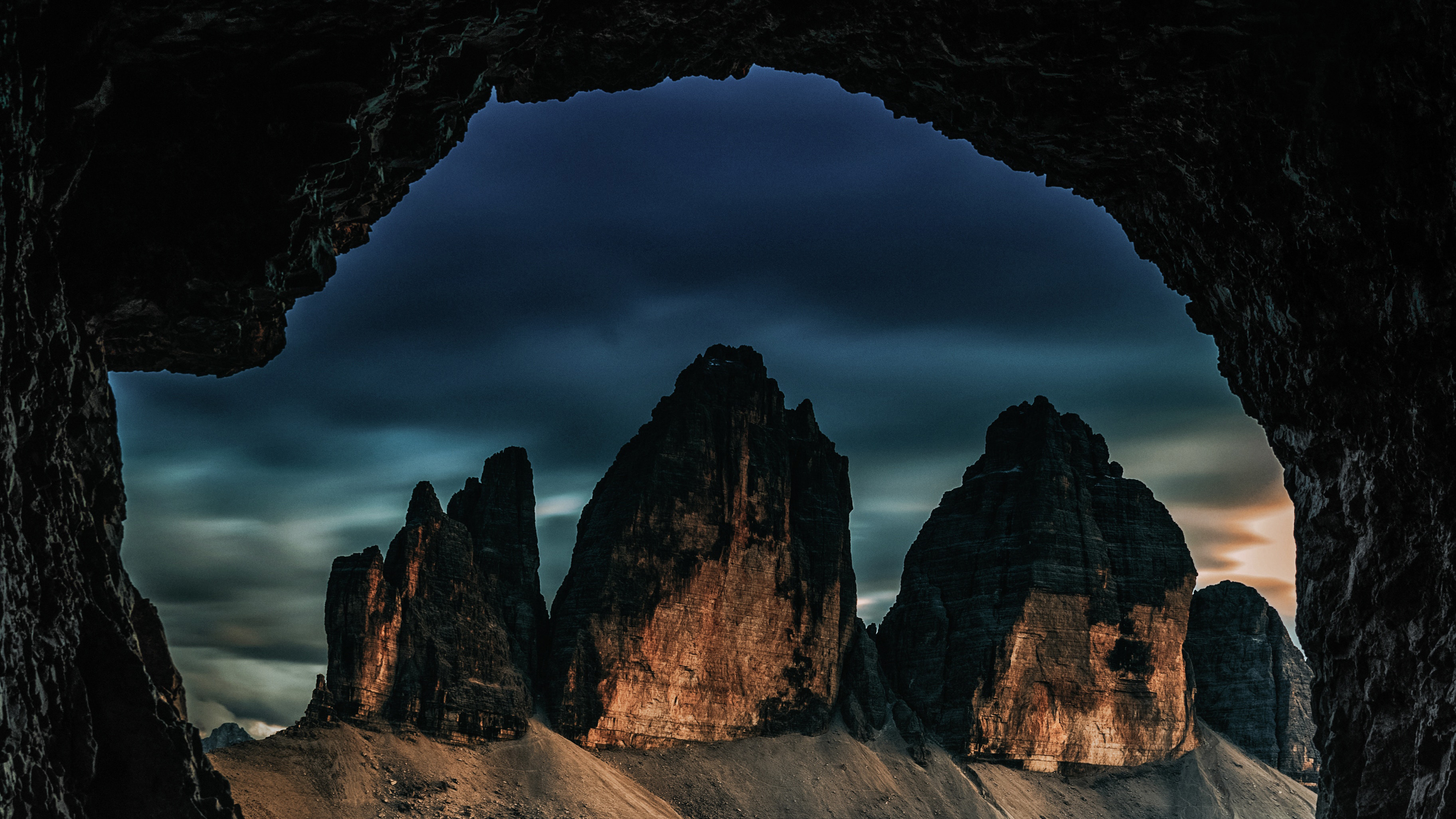 Wallpapers cave rocks mountains on the desktop