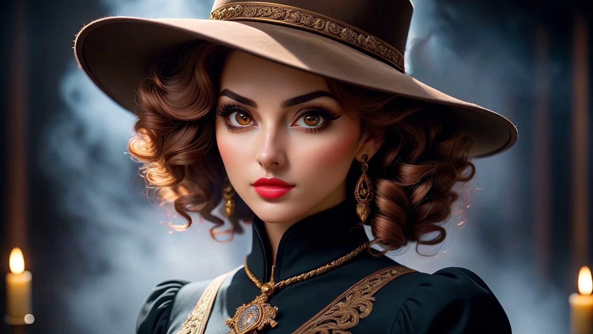 Free photo Portrait of a girl in a beautiful wide-brimmed hat