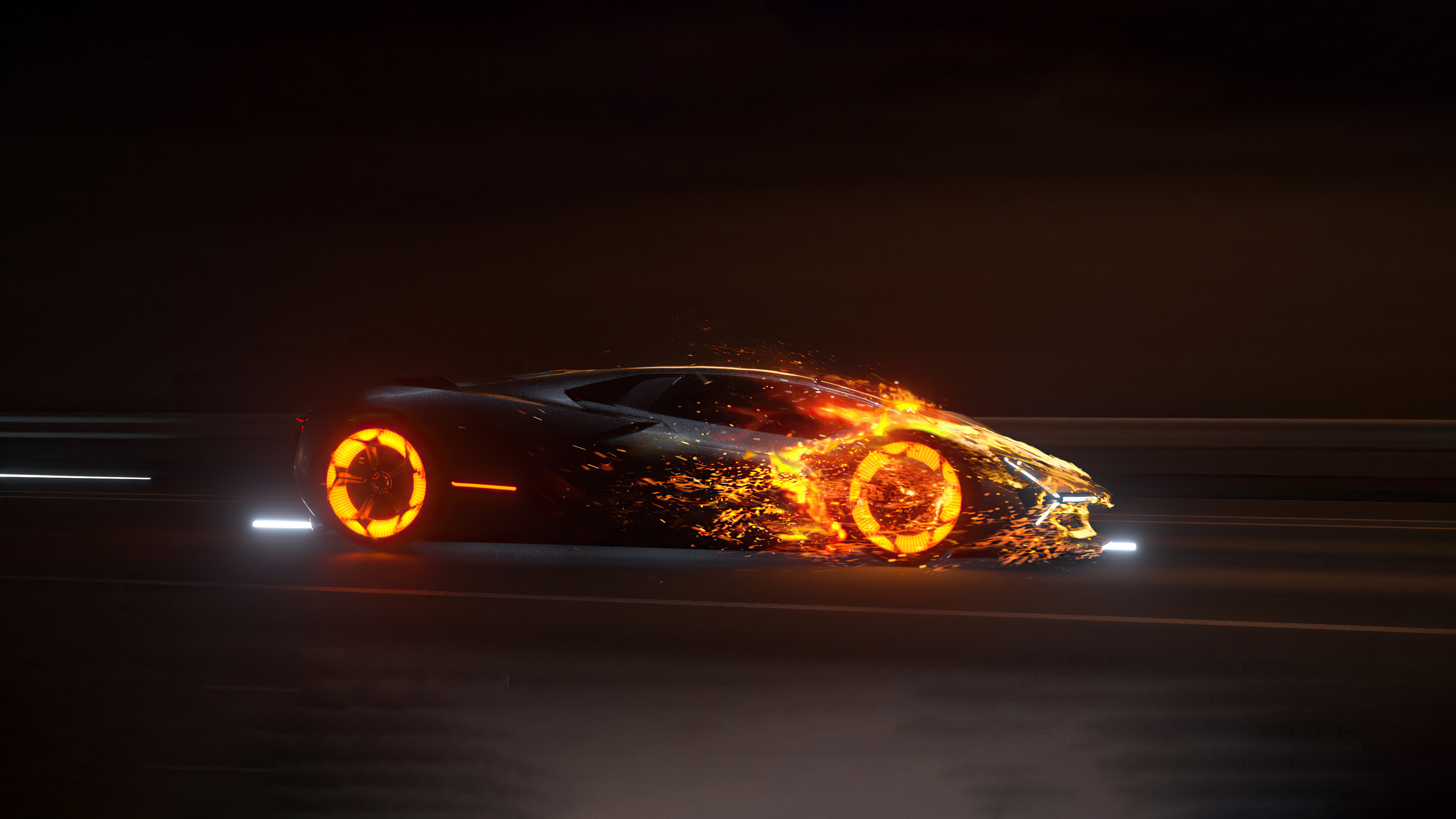 Lamborghini rendering burns at speed