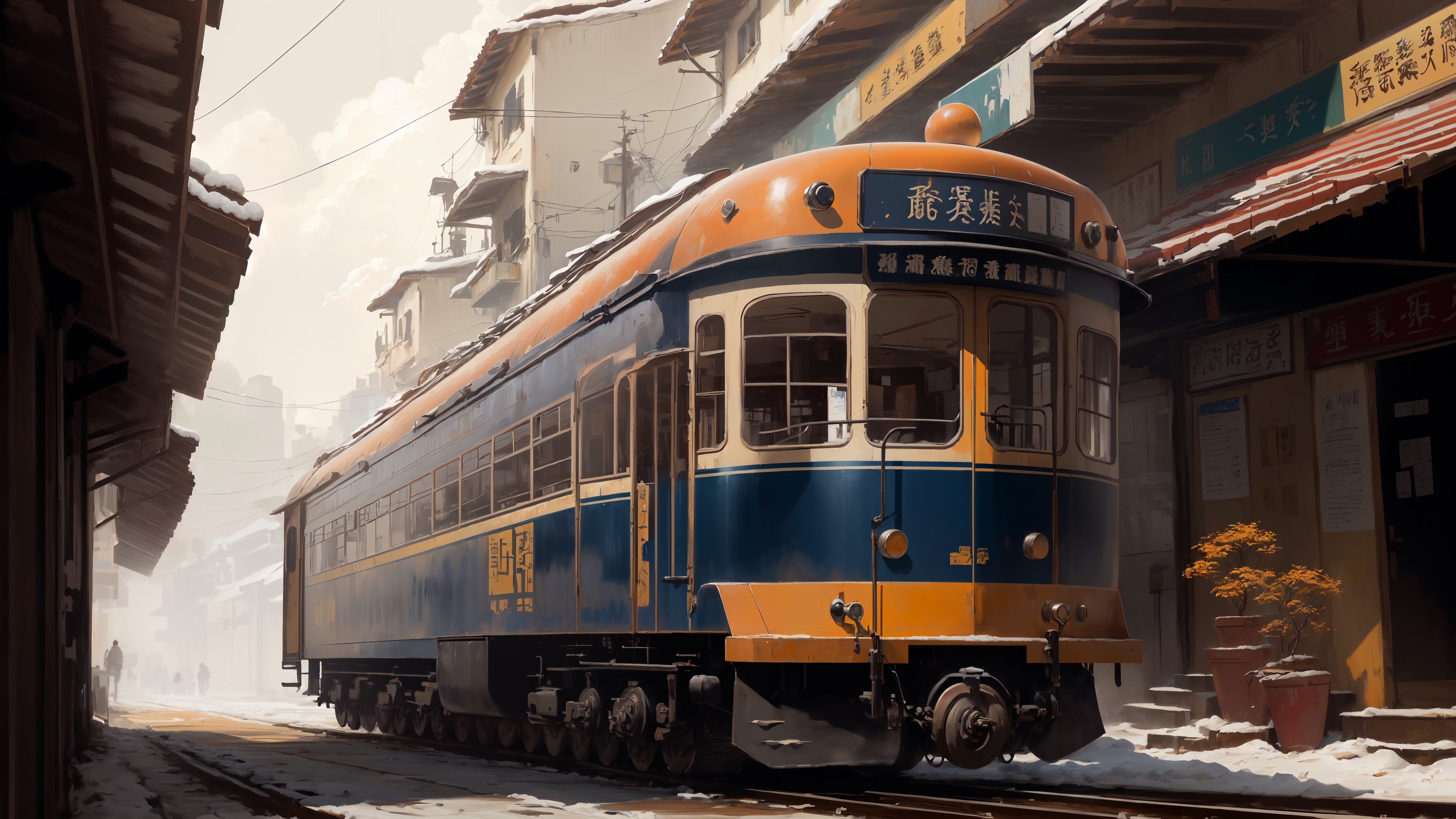 一辆古老的中国电动火车