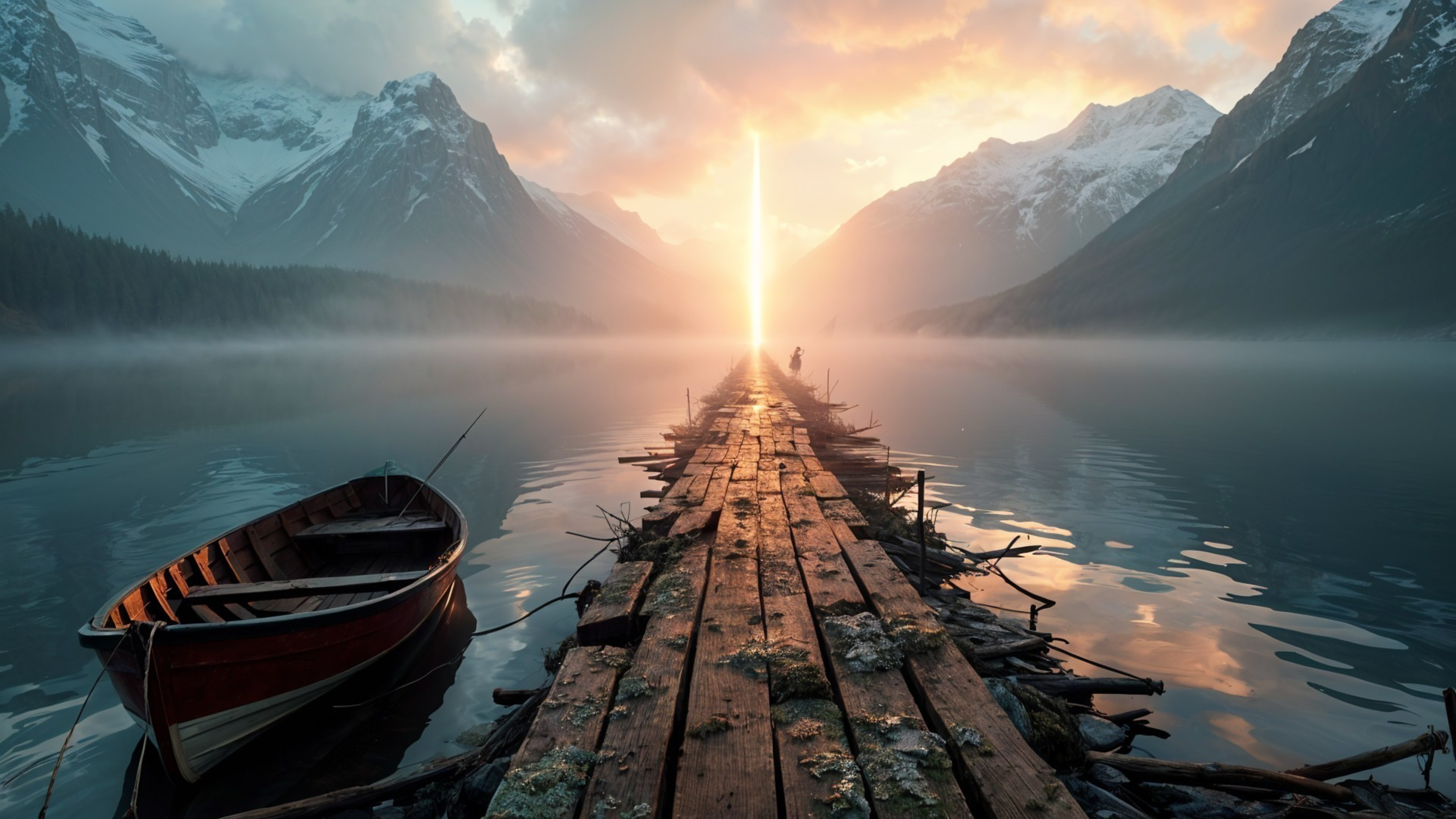 Бесплатное фото Лодка у берега моря на рассвете