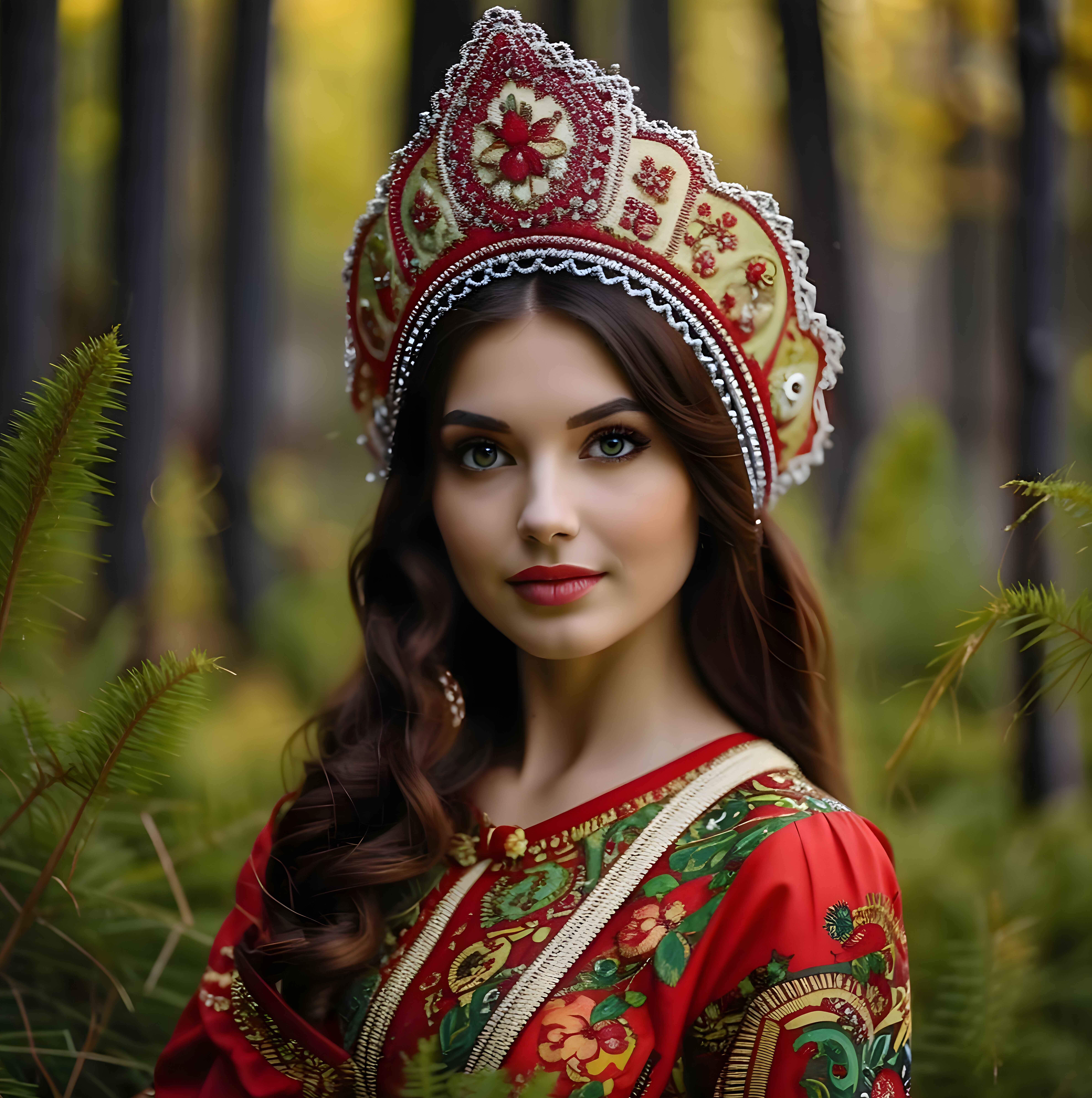A girl in a kokoshnik.