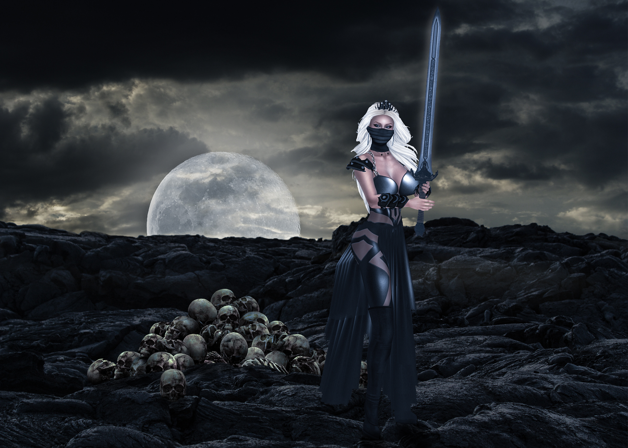 桌面上的壁纸月亮 云彩 Photoshop