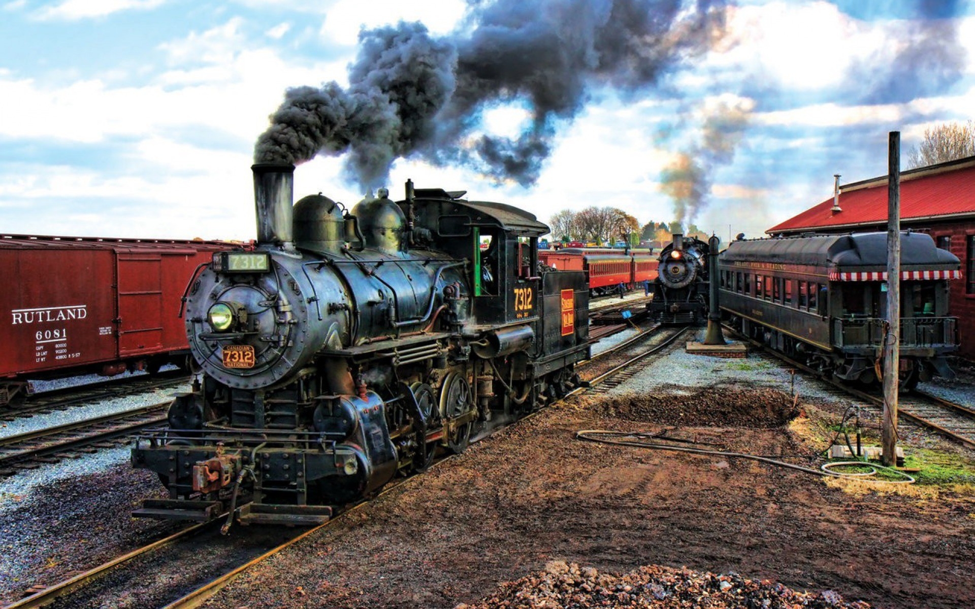 Wallpapers steam train wagon the station on the desktop