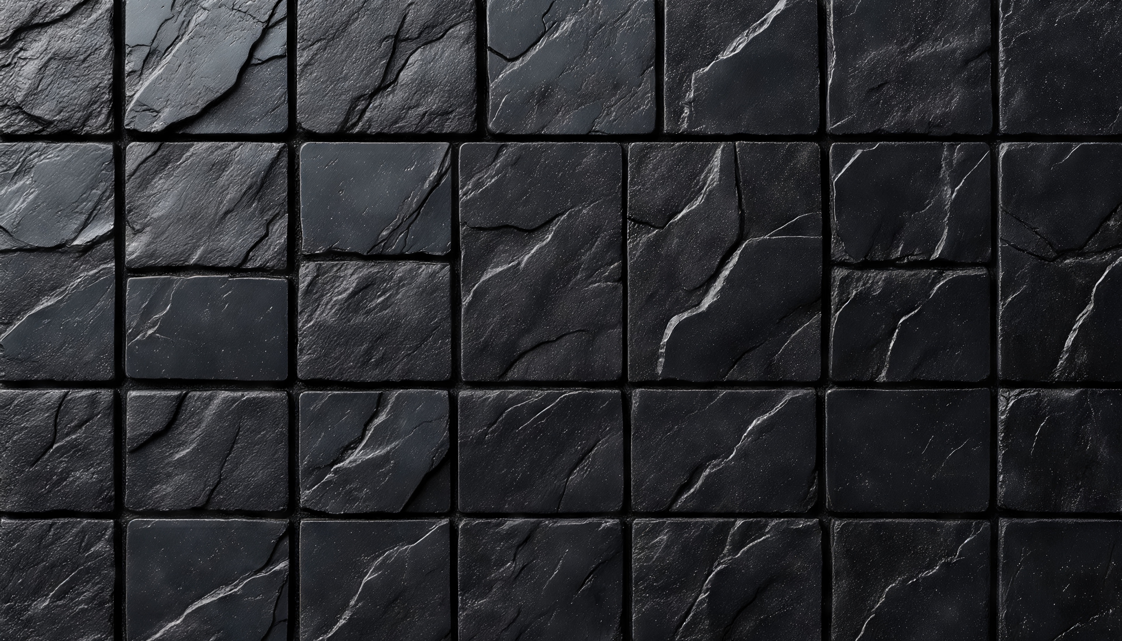 Бесплатное фото Чёрная каменная плитка с выразительными прожилками в шахматном порядке.