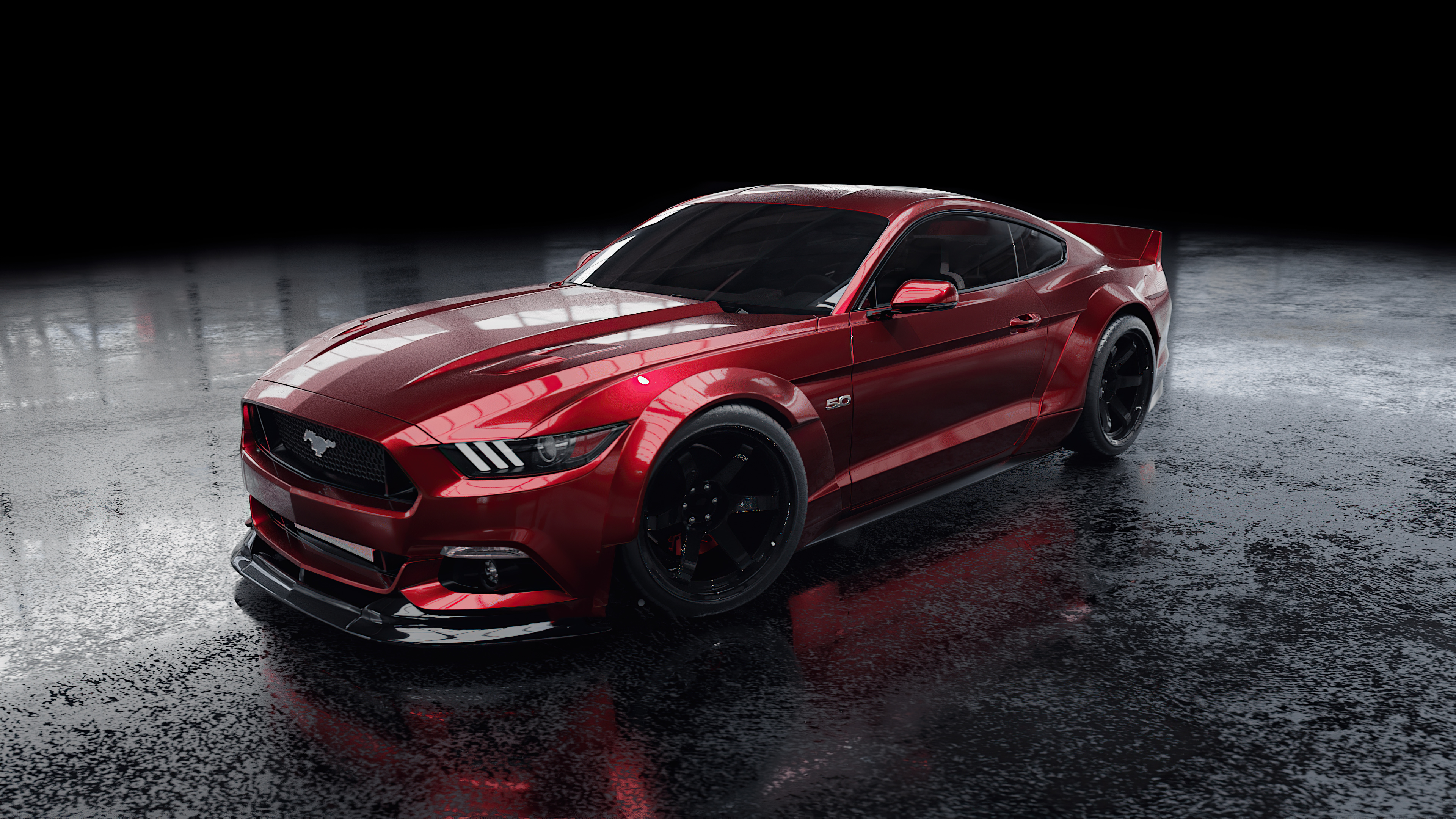Ford Mustang красивого красного цвета