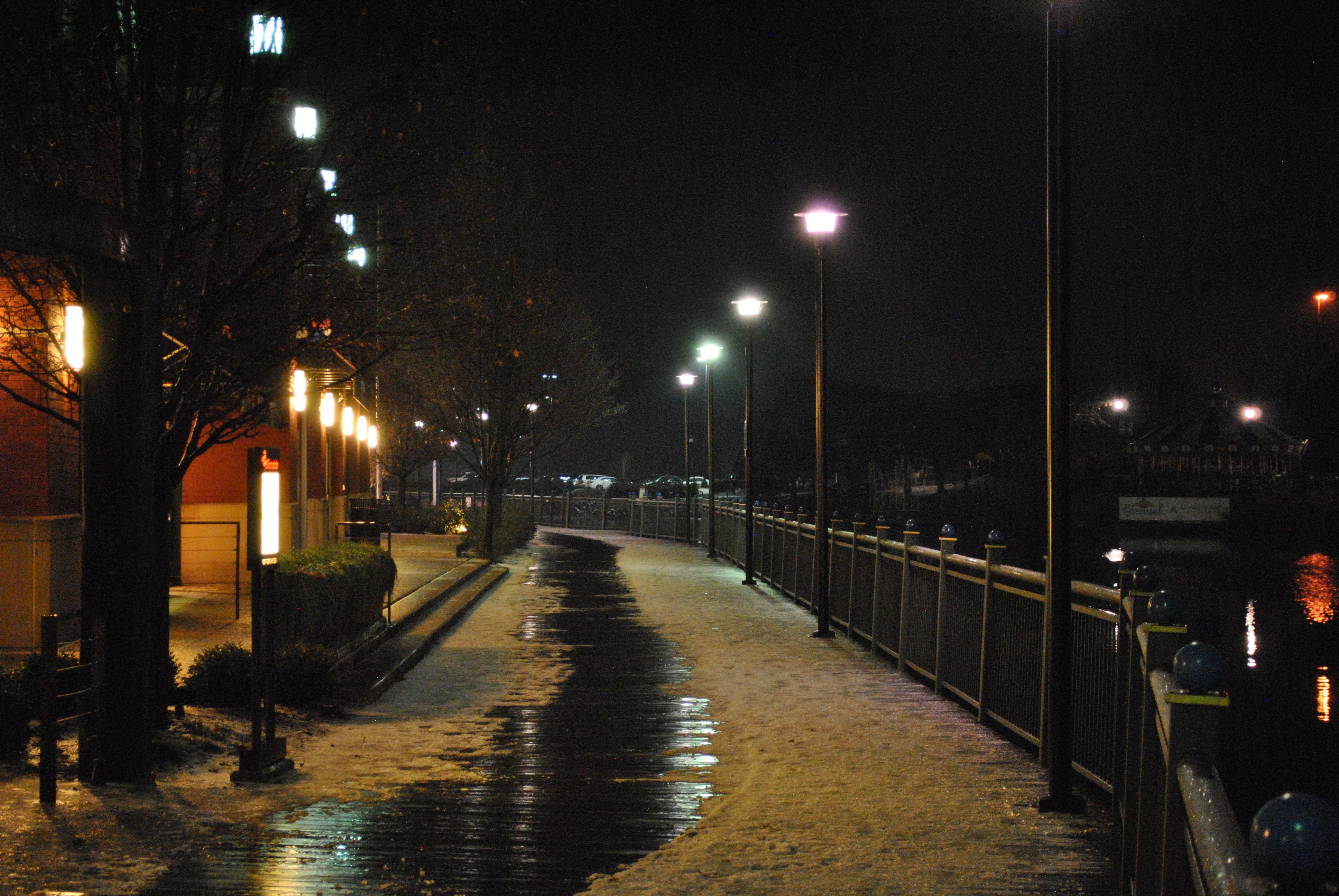 Winter alley in the night