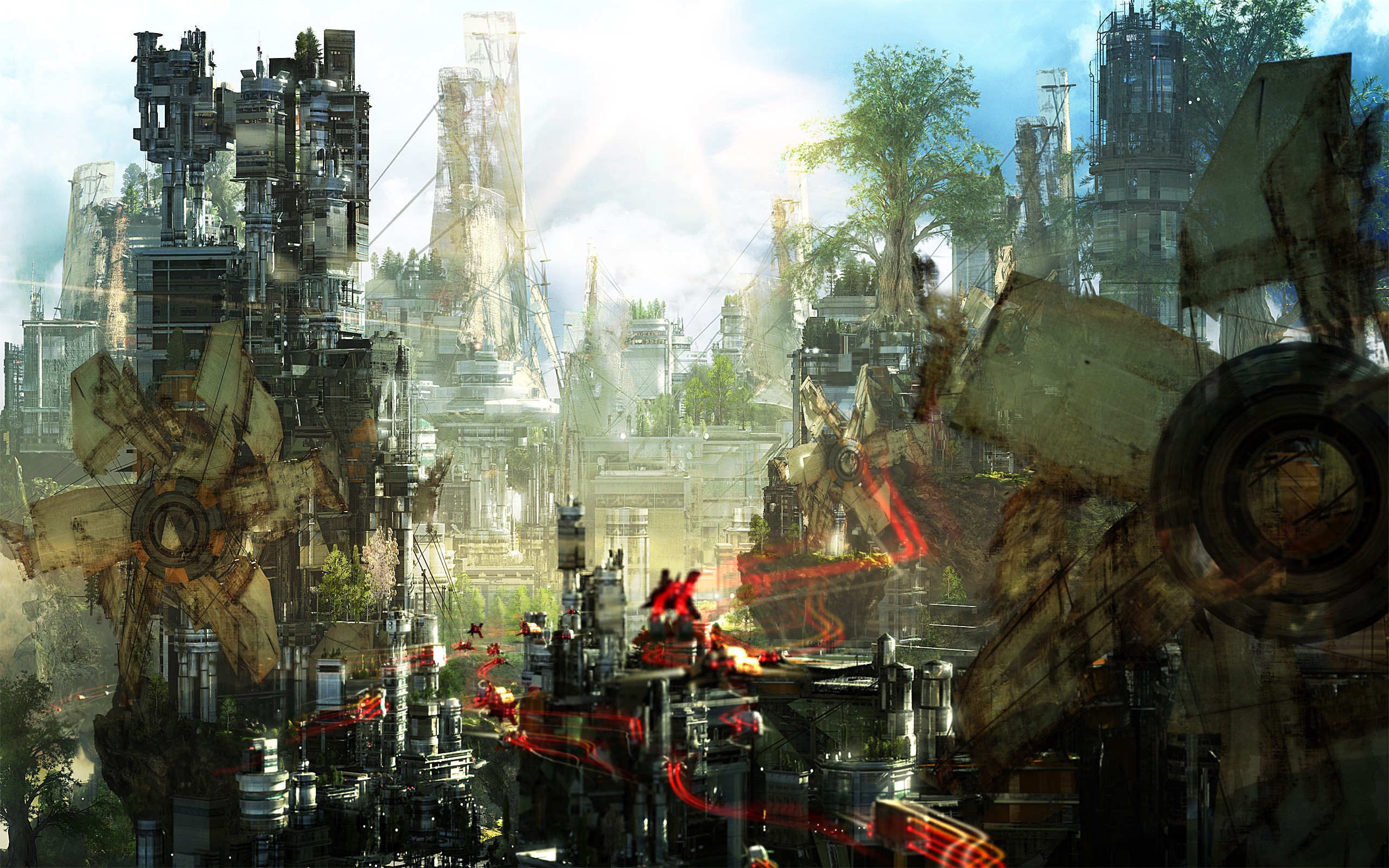 桌面上的壁纸飞机 建筑物 详细