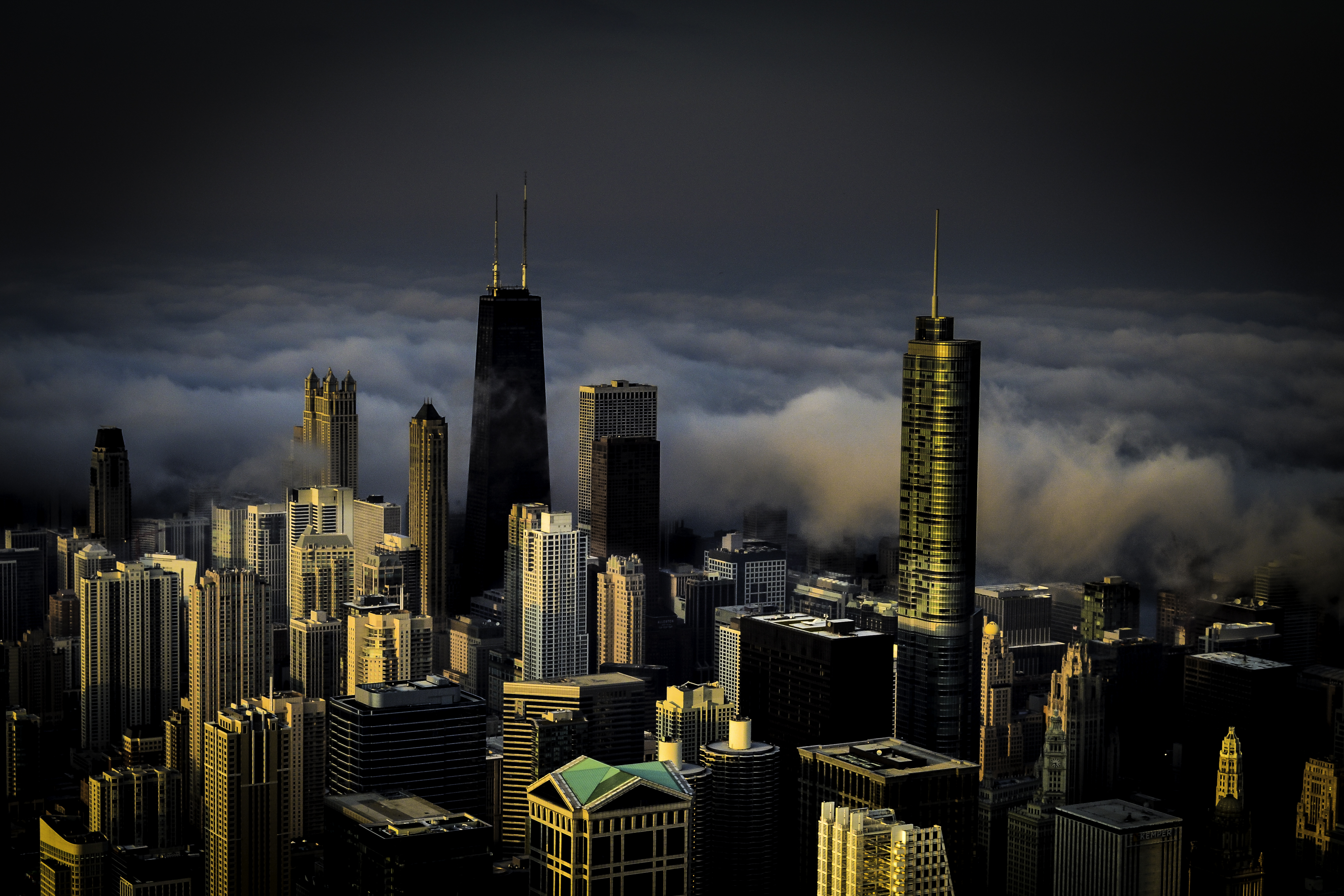 Обои туман Чикаго здания на рабочий стол