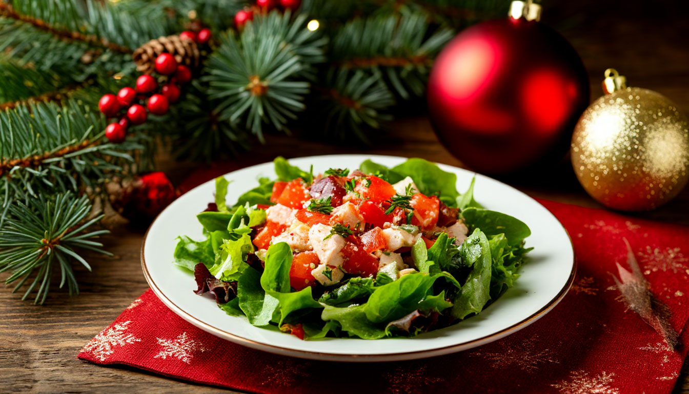 Бесплатная открытка Новогодний салат.