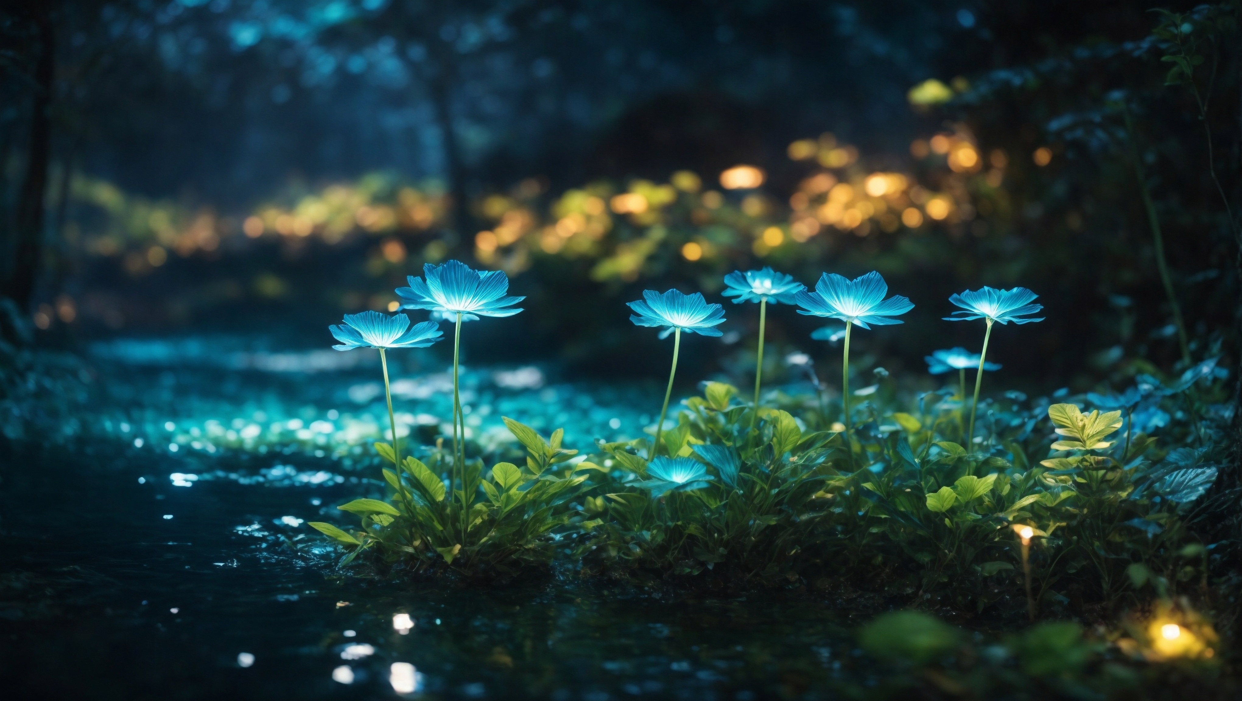 Free photo Flowers growing in an outdoor area by a river