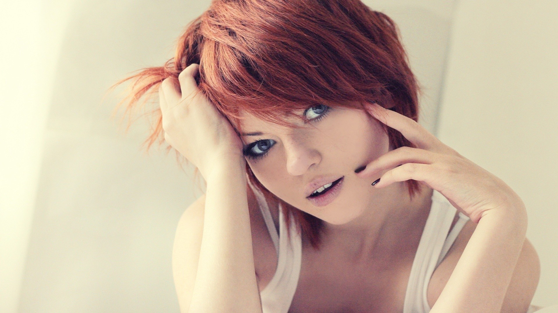 Wallpapers face women redhead on the desktop