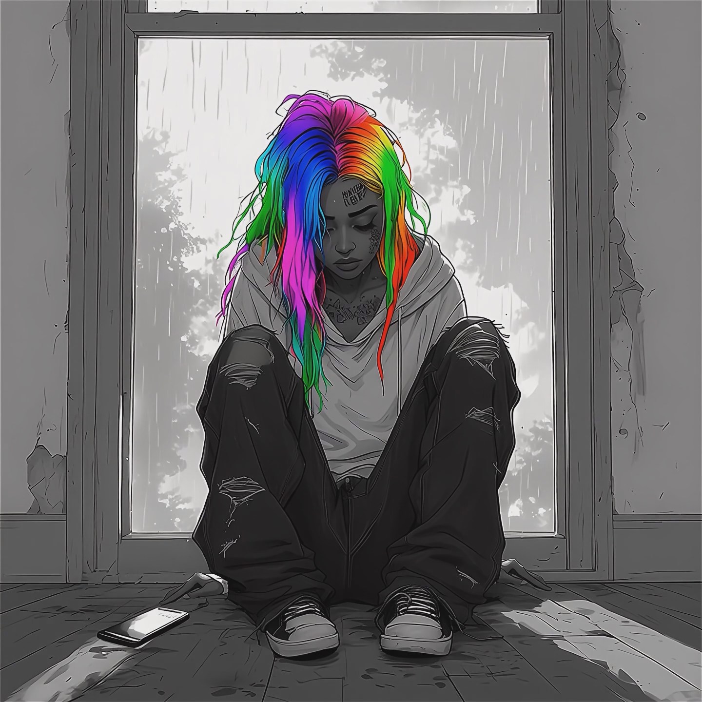 Бесплатное фото Радужный цвет волос