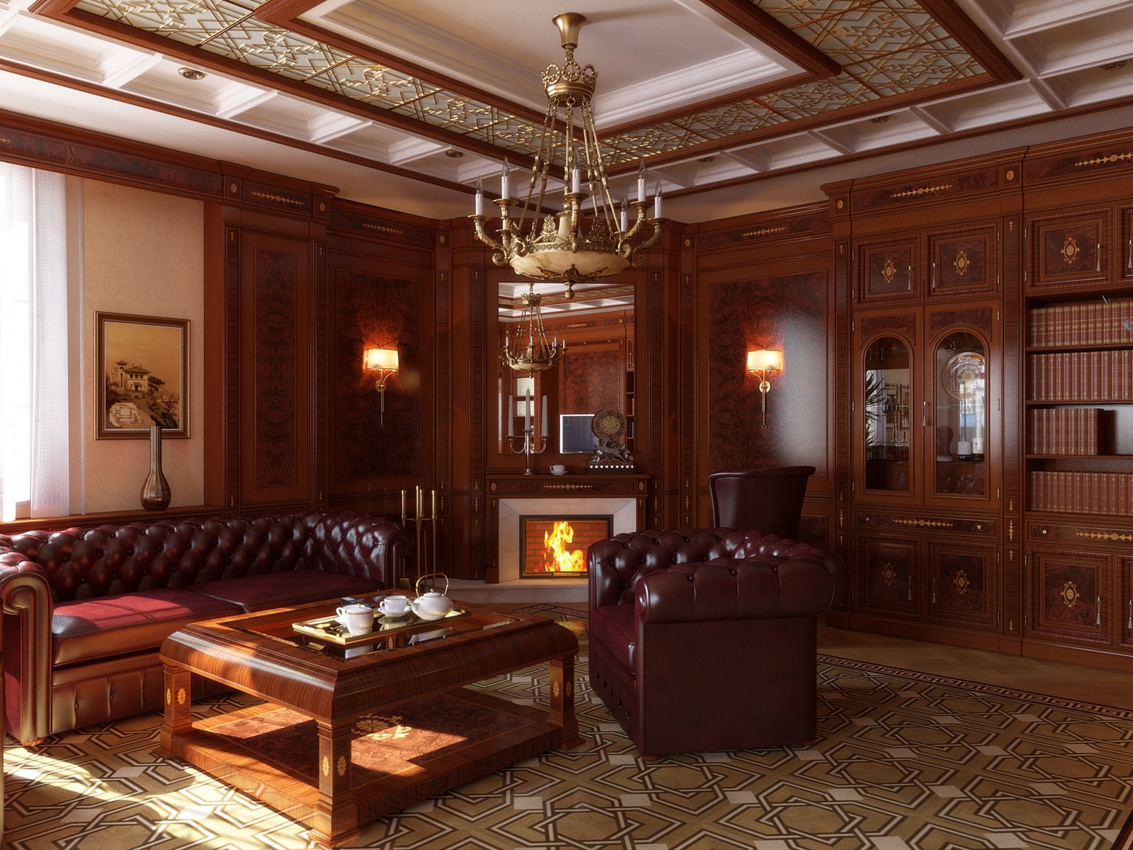 Бесплатное фото Роскошный интерьер в викторианском стиле