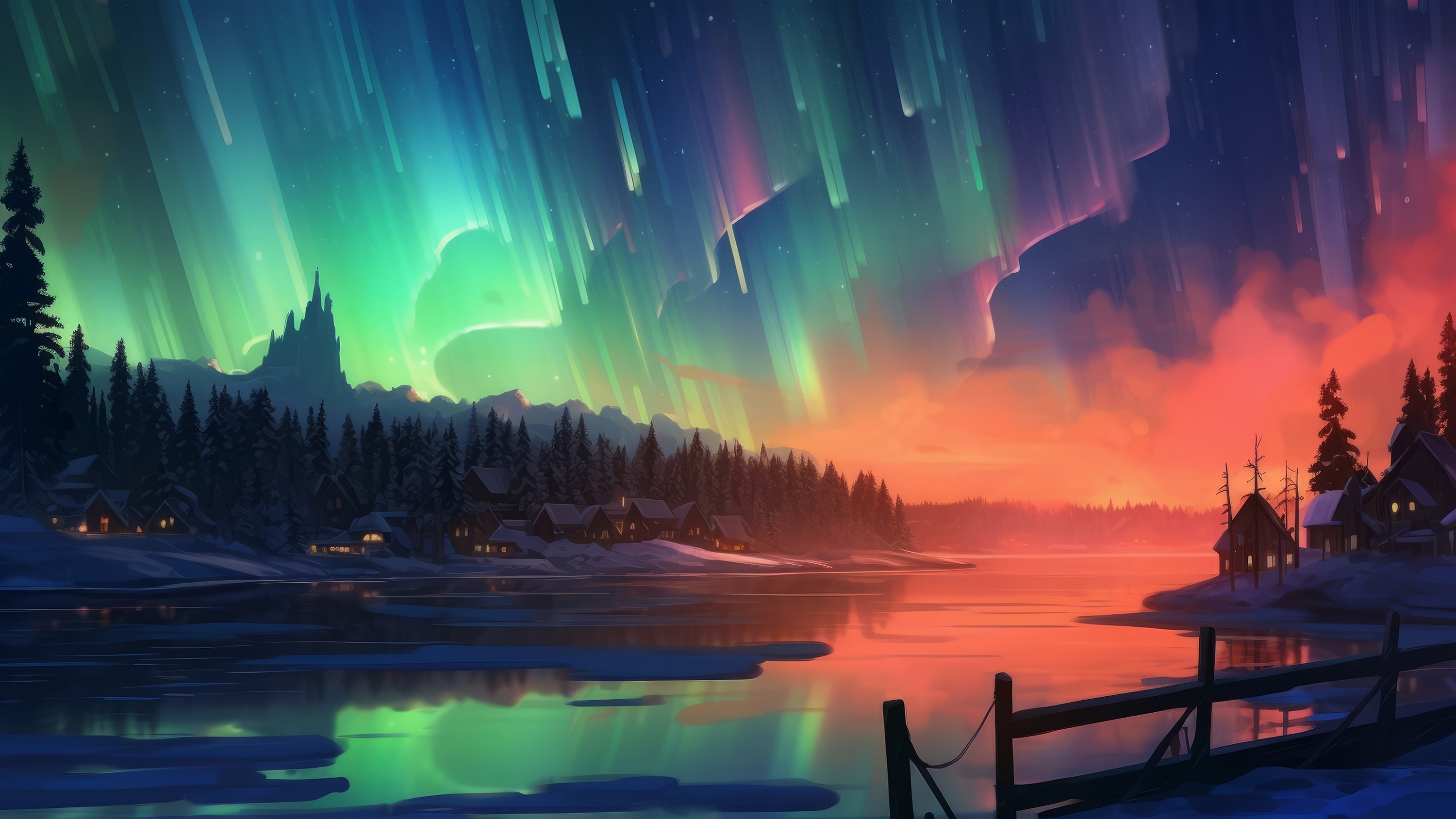 Free photo Northern Lights rendering