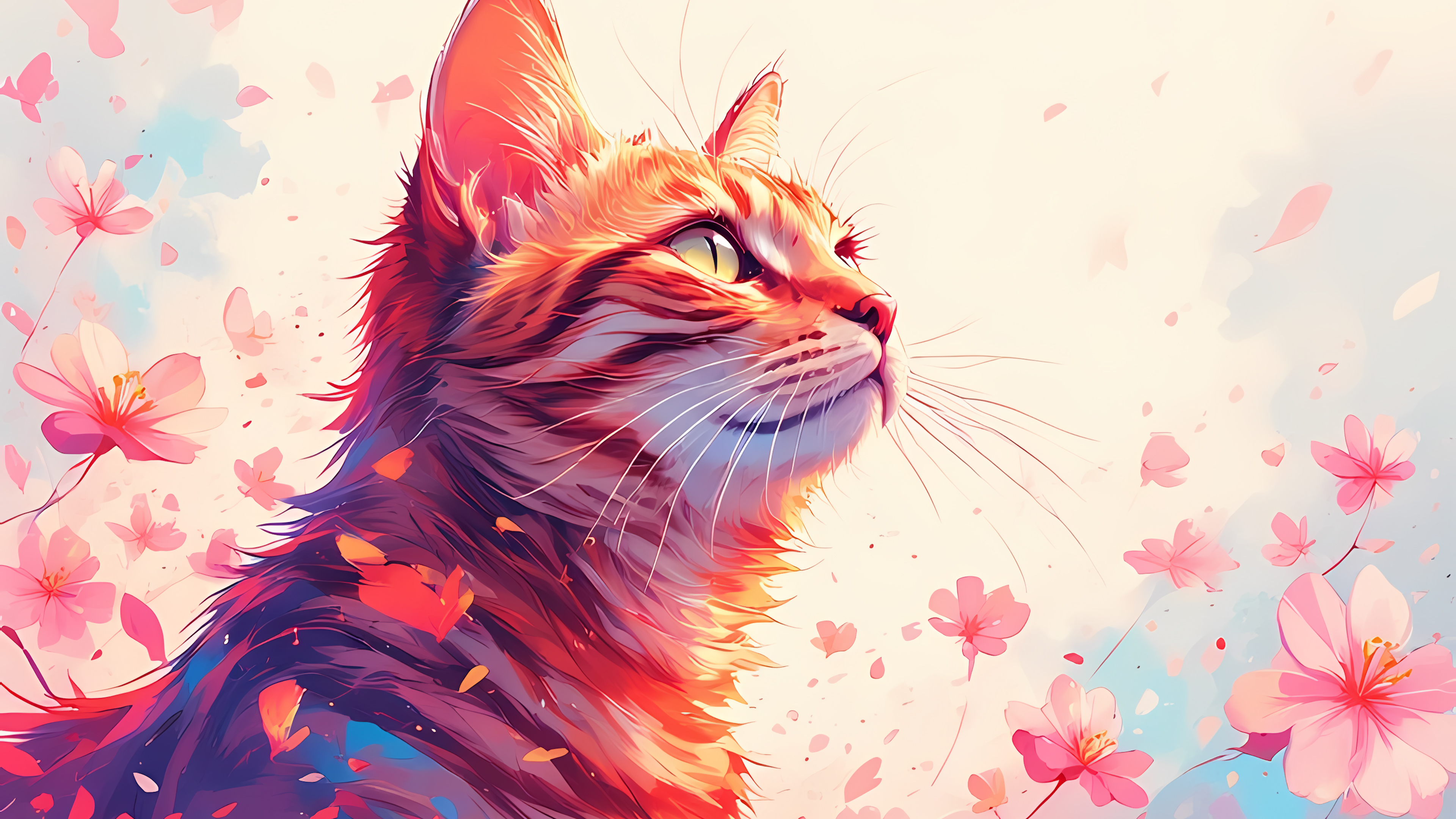 Бесплатное фото Красочные эстетичные обои Рыжик в цветах