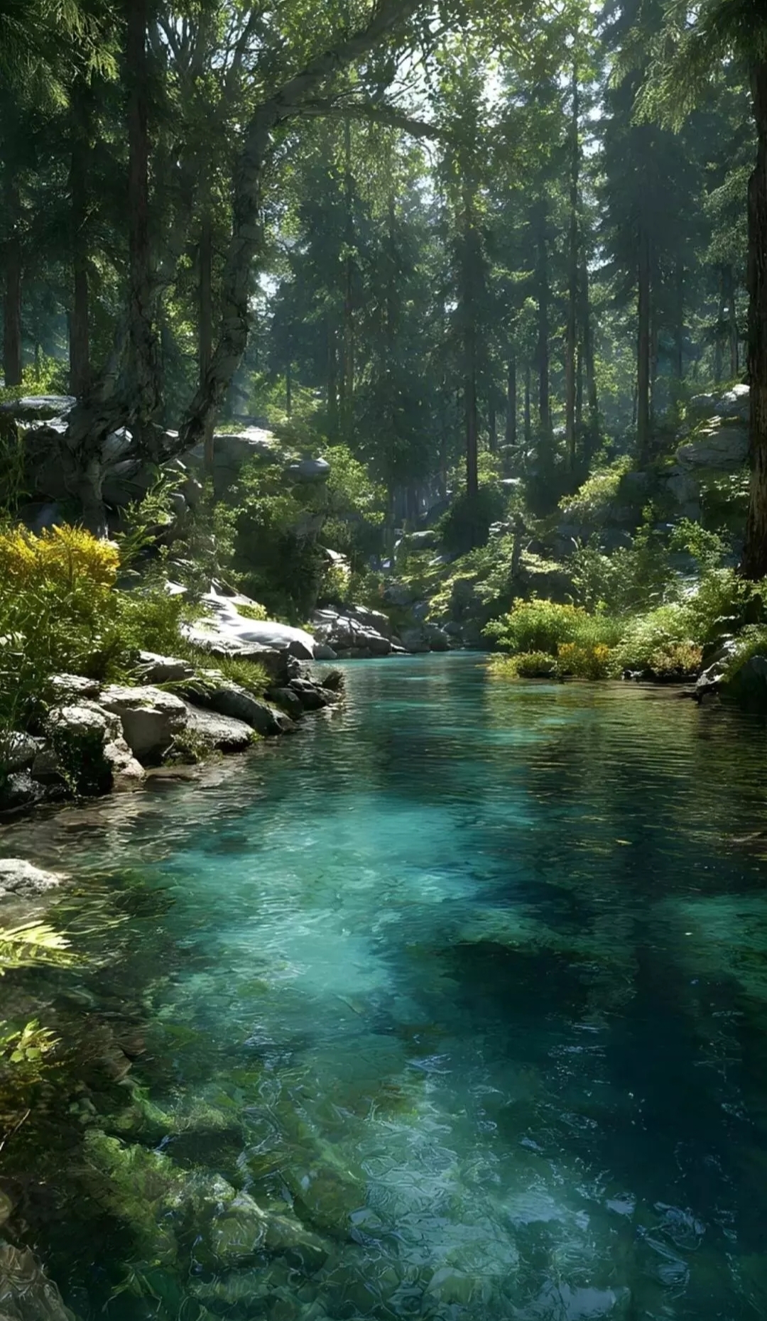 Wallpapers Forest river landscape on the desktop