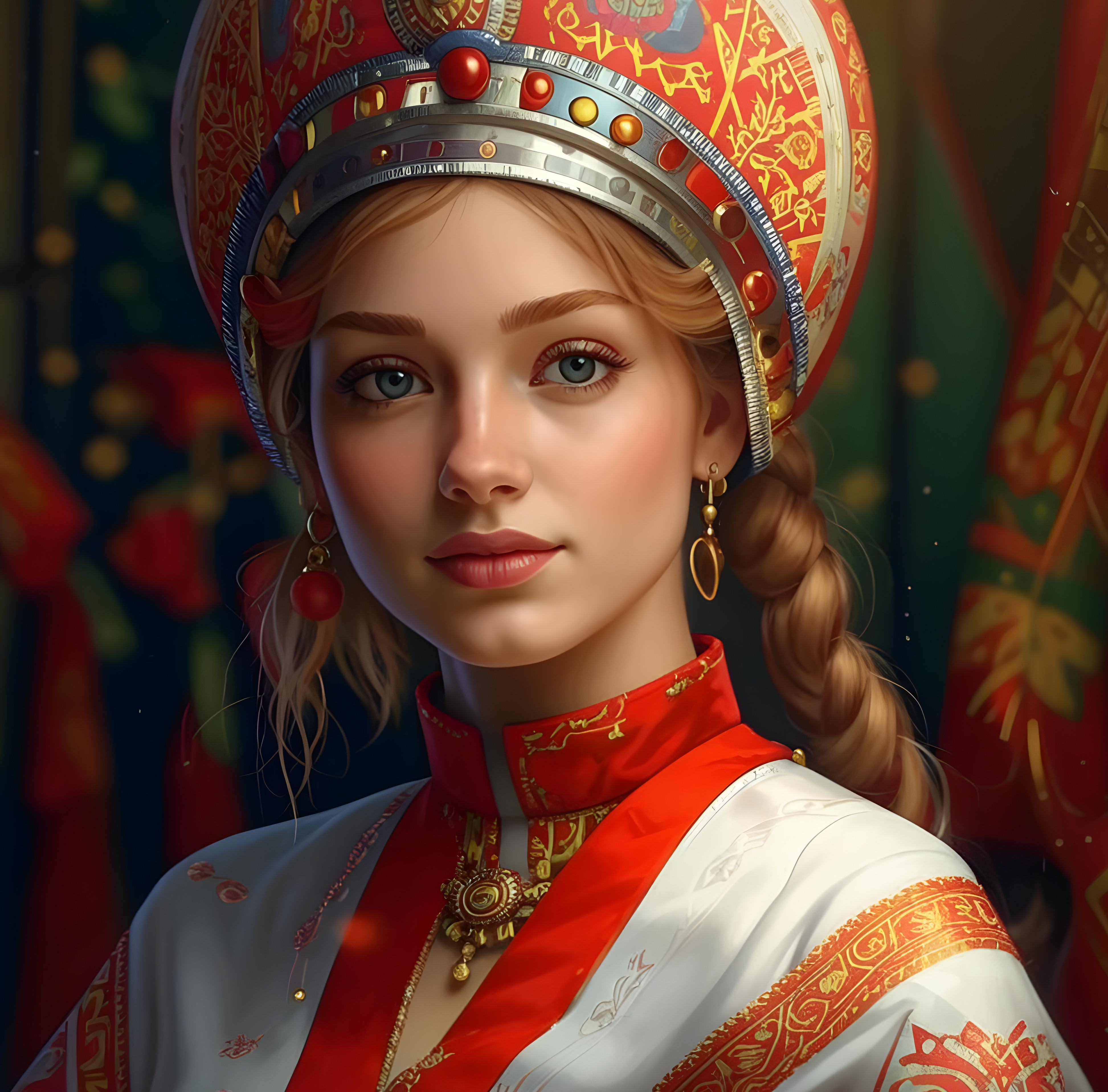 Free photo A girl in a kokoshnik