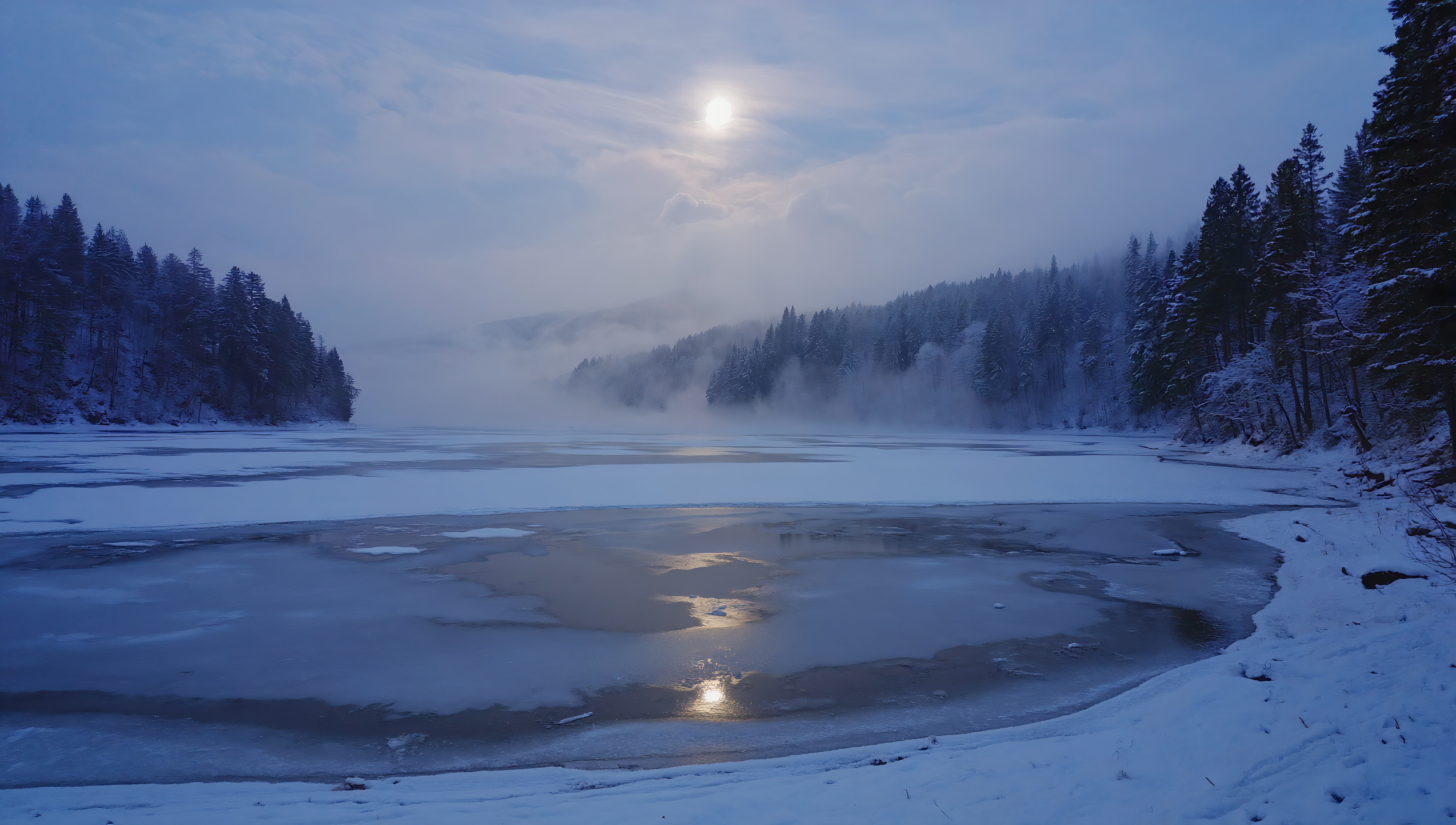 Бесплатное фото Обои на рабочий стол, пейзаж с видом на озеро