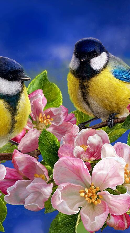 Бесплатное фото птицы на ветке