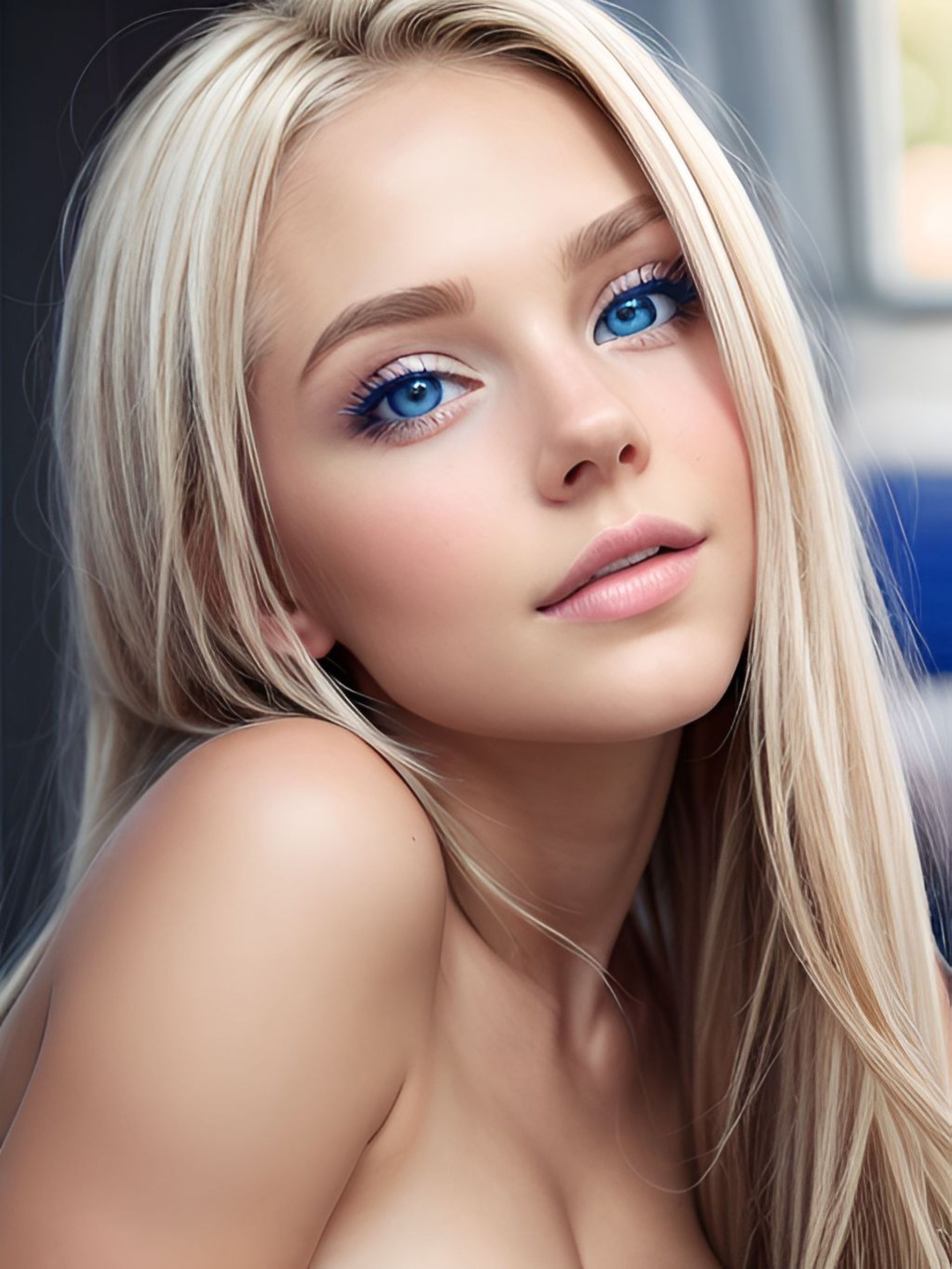 Бесплатное фото Красивая блондинка, с голубыми глазами.