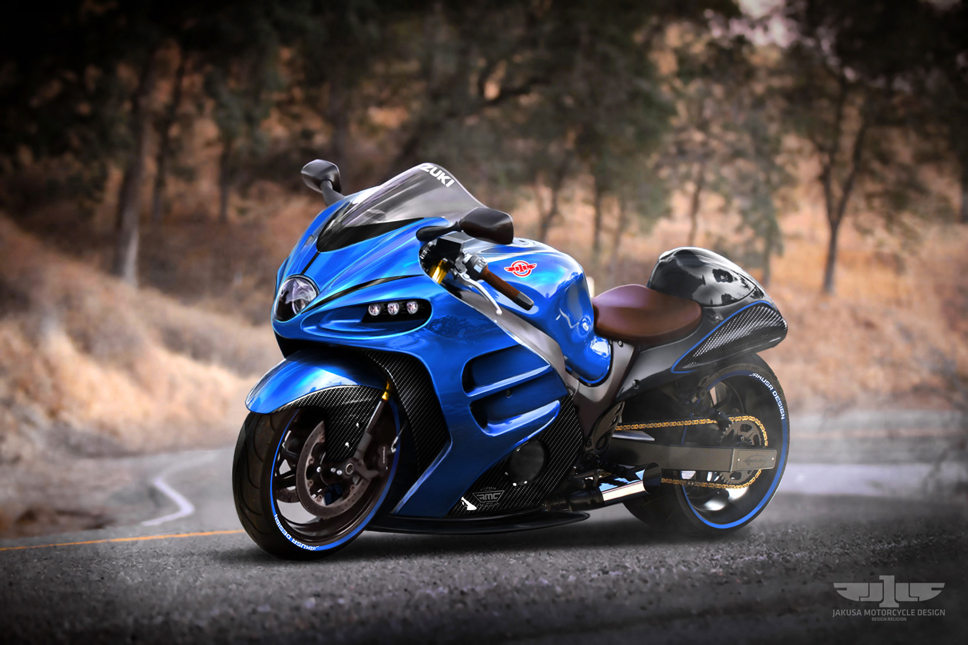 Бесплатное фото Suzuki hayabusa синего цвета