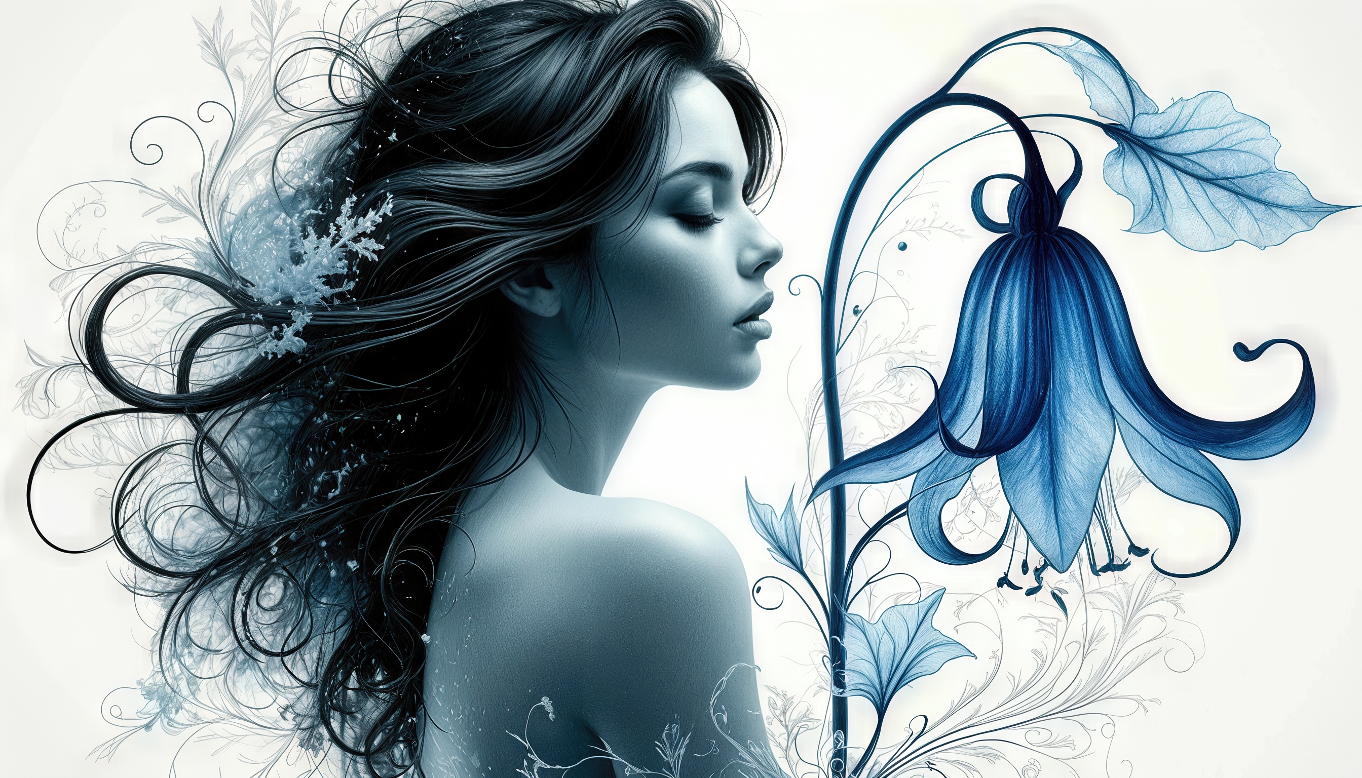 Бесплатное фото Гармоничное единение женщины с природой, создавая атмосферу спокойствия и гармонии с миром.