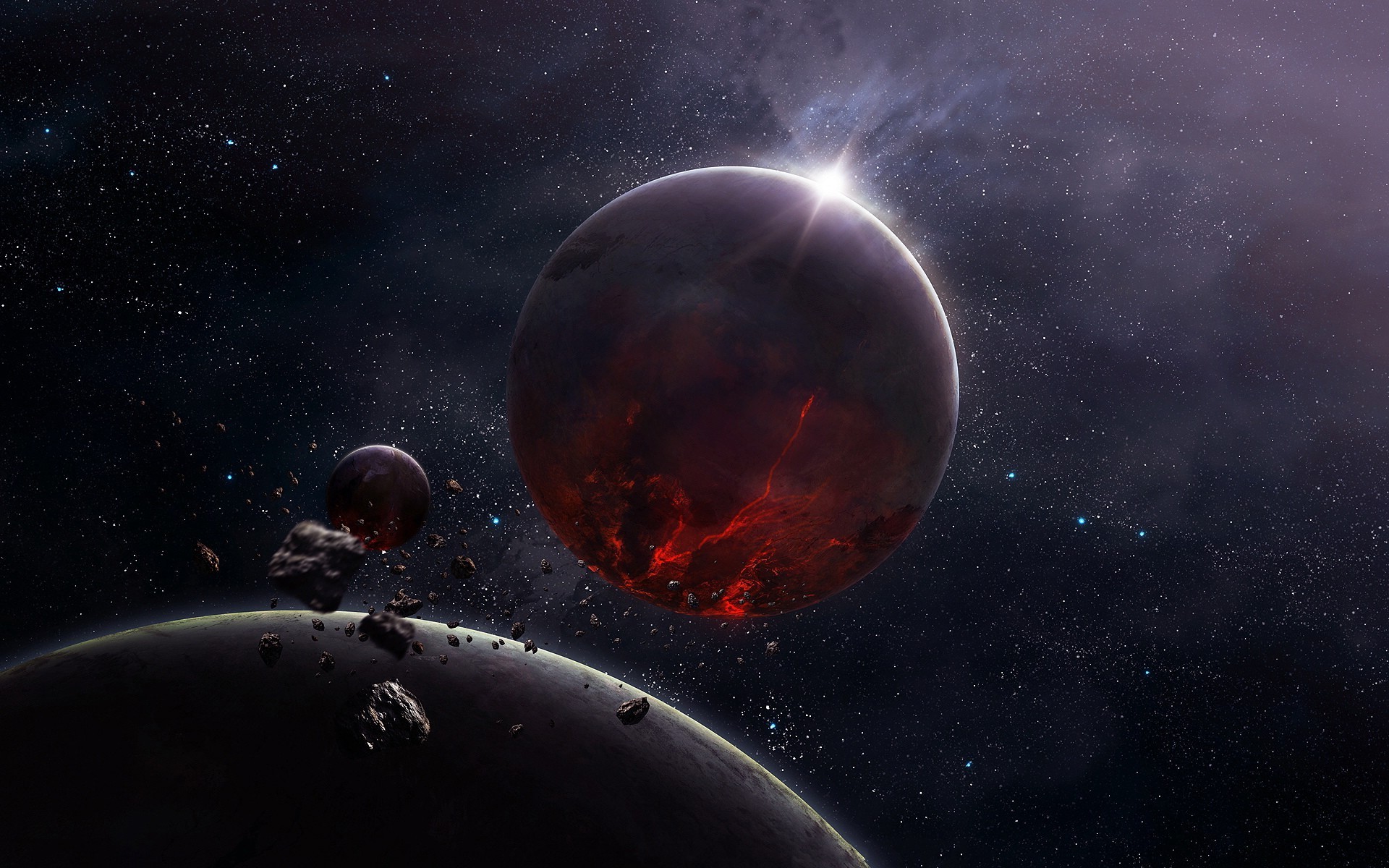 桌面上的壁纸小行星 月亮 行星