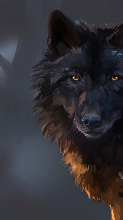 Обои волк черный рисунок на рабочий стол