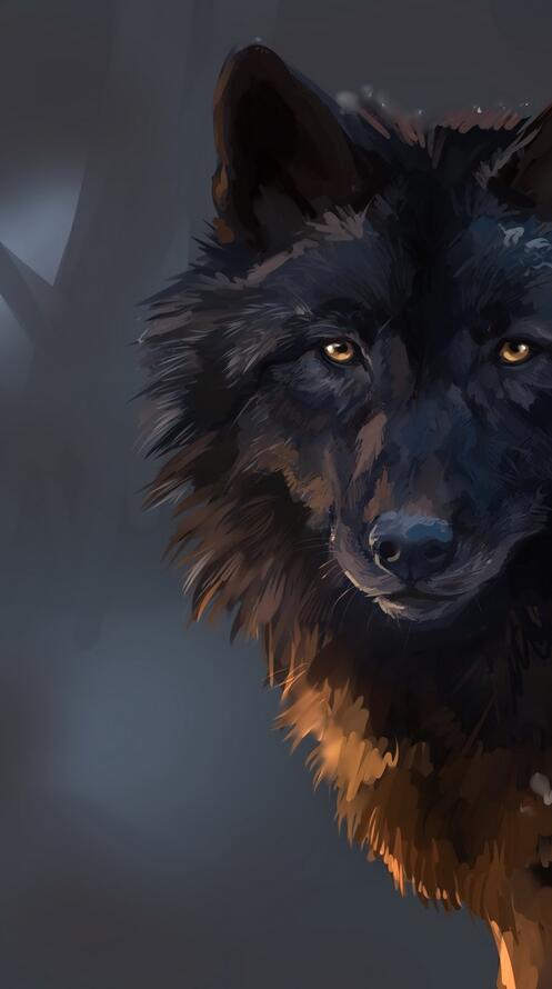 Обои волк черный рисунок на рабочий стол