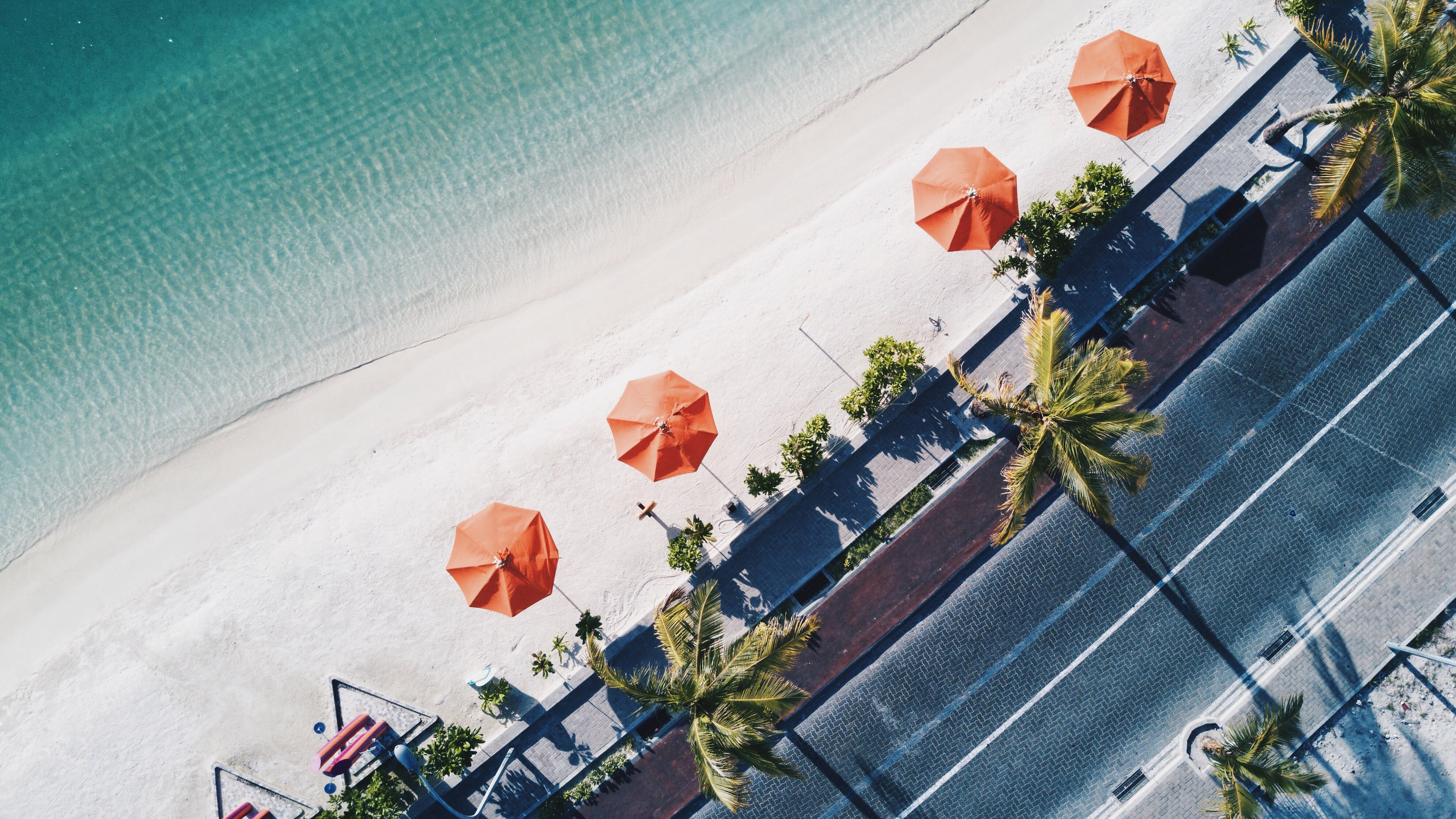 Wallpapers aerial view beach beach umbrella on the desktop