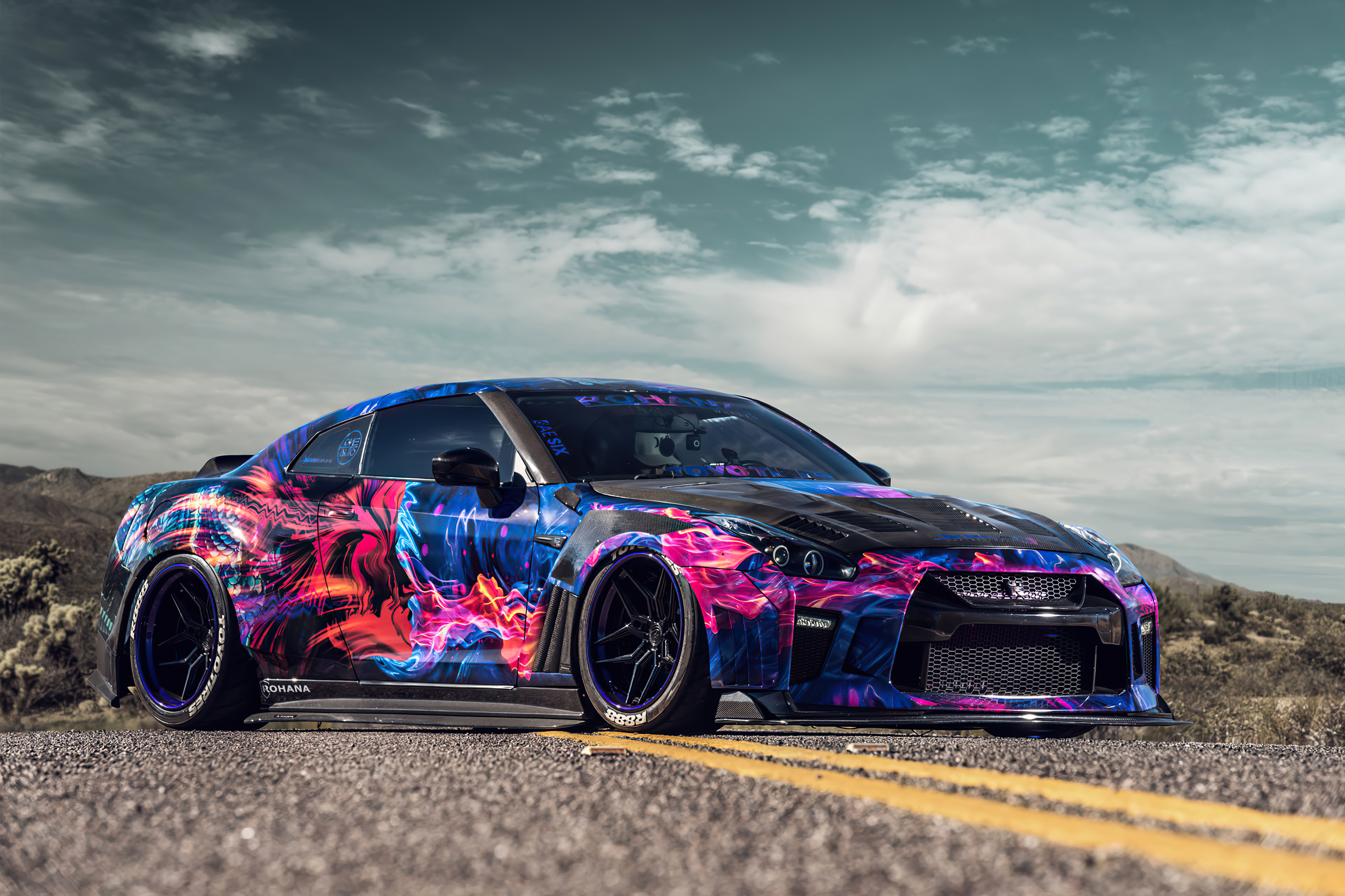 Wallpaper with Nissan GTR in cool coloring on the desktop