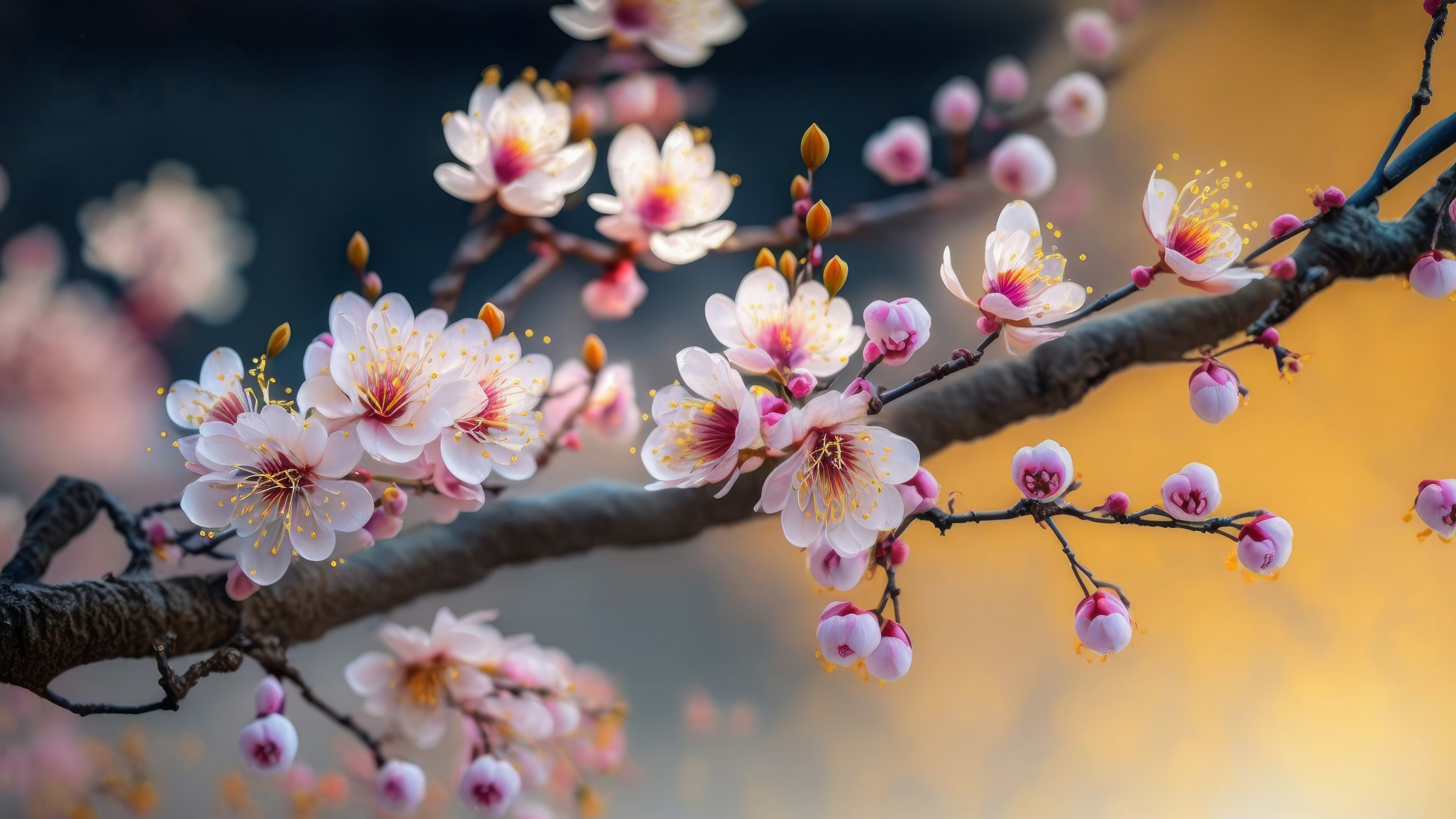 Free photo A tree branch with small flowers