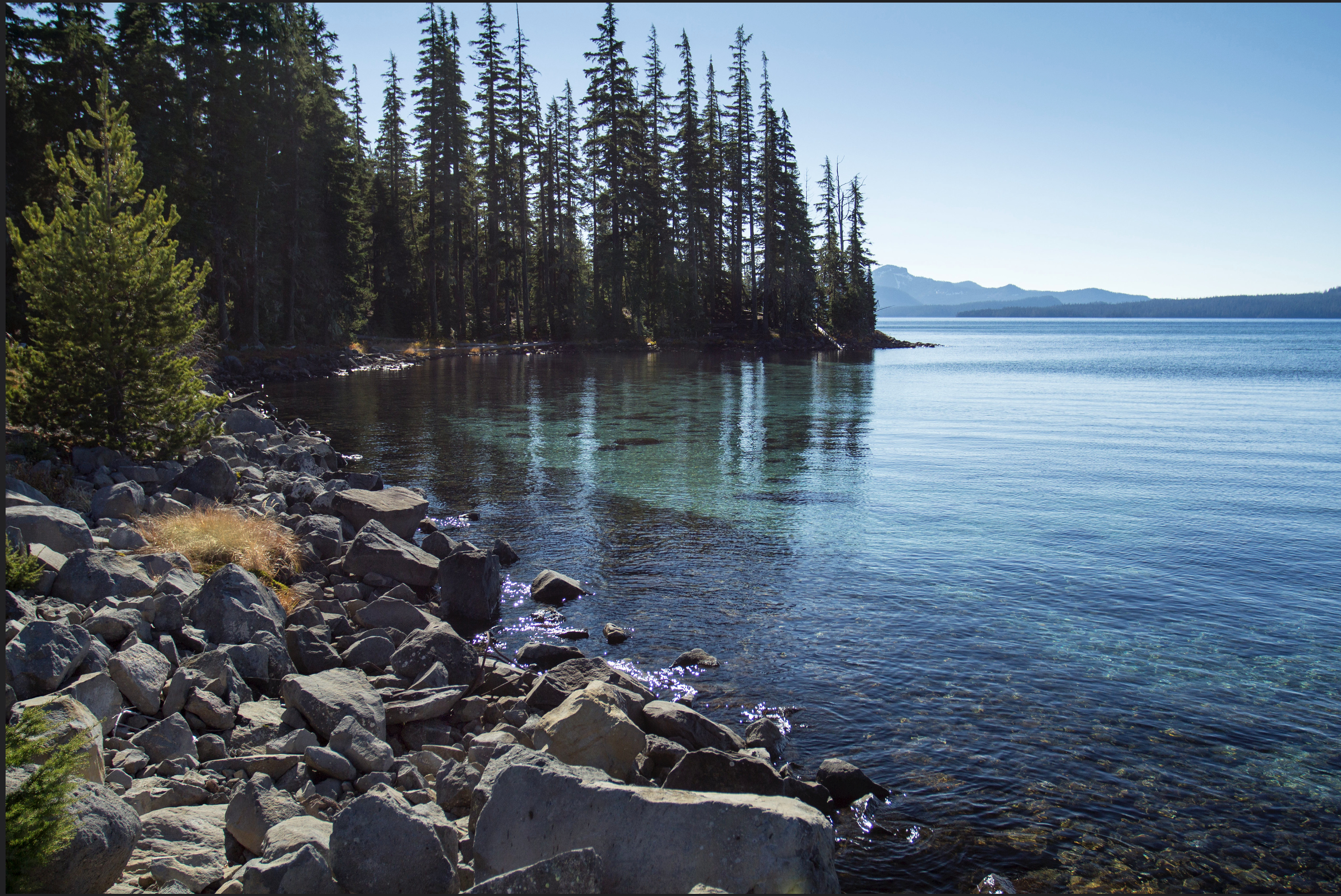 Free photo The shore by the river with sharp stones