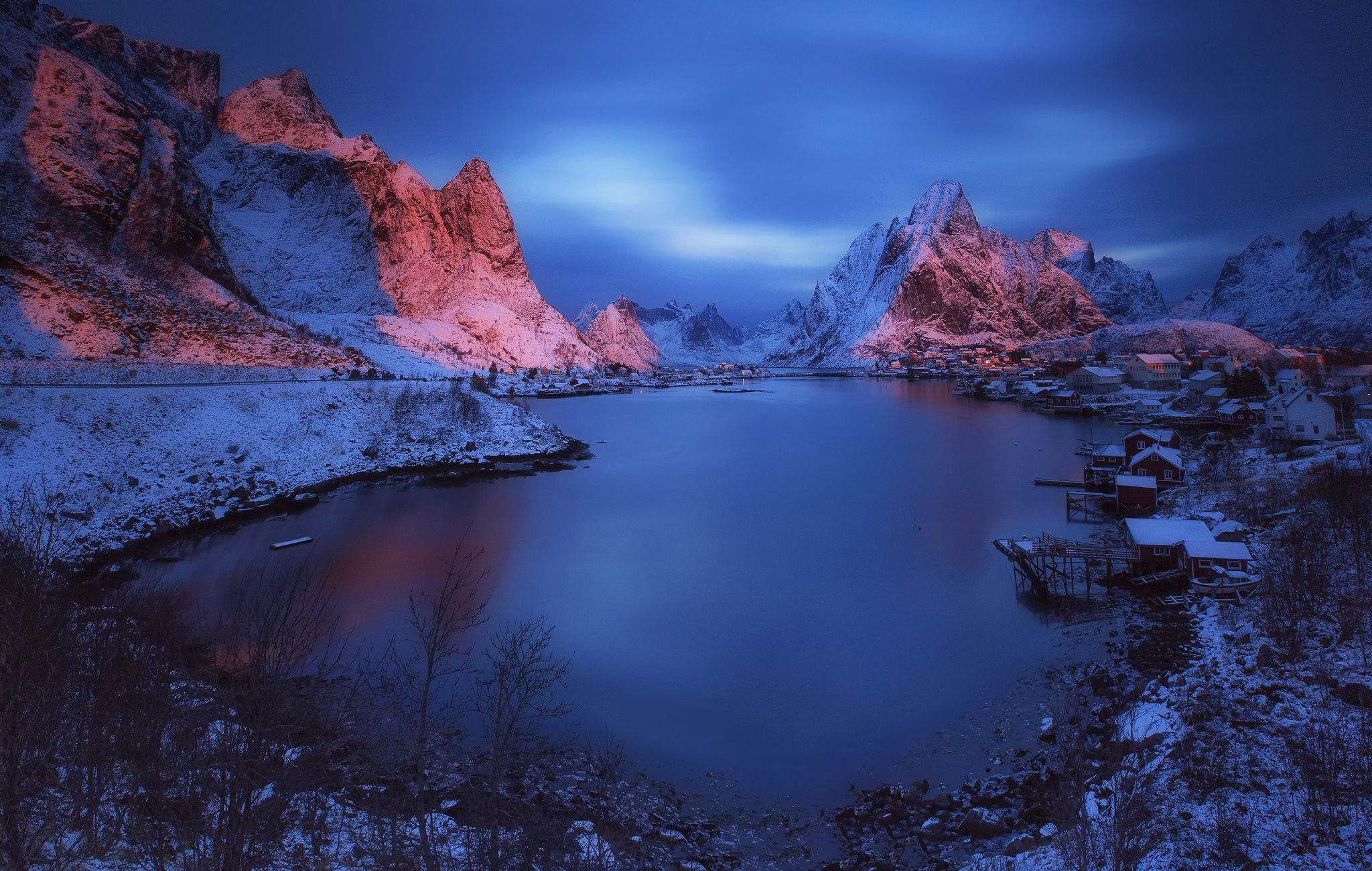 Wallpapers Reine evening Norway on the desktop