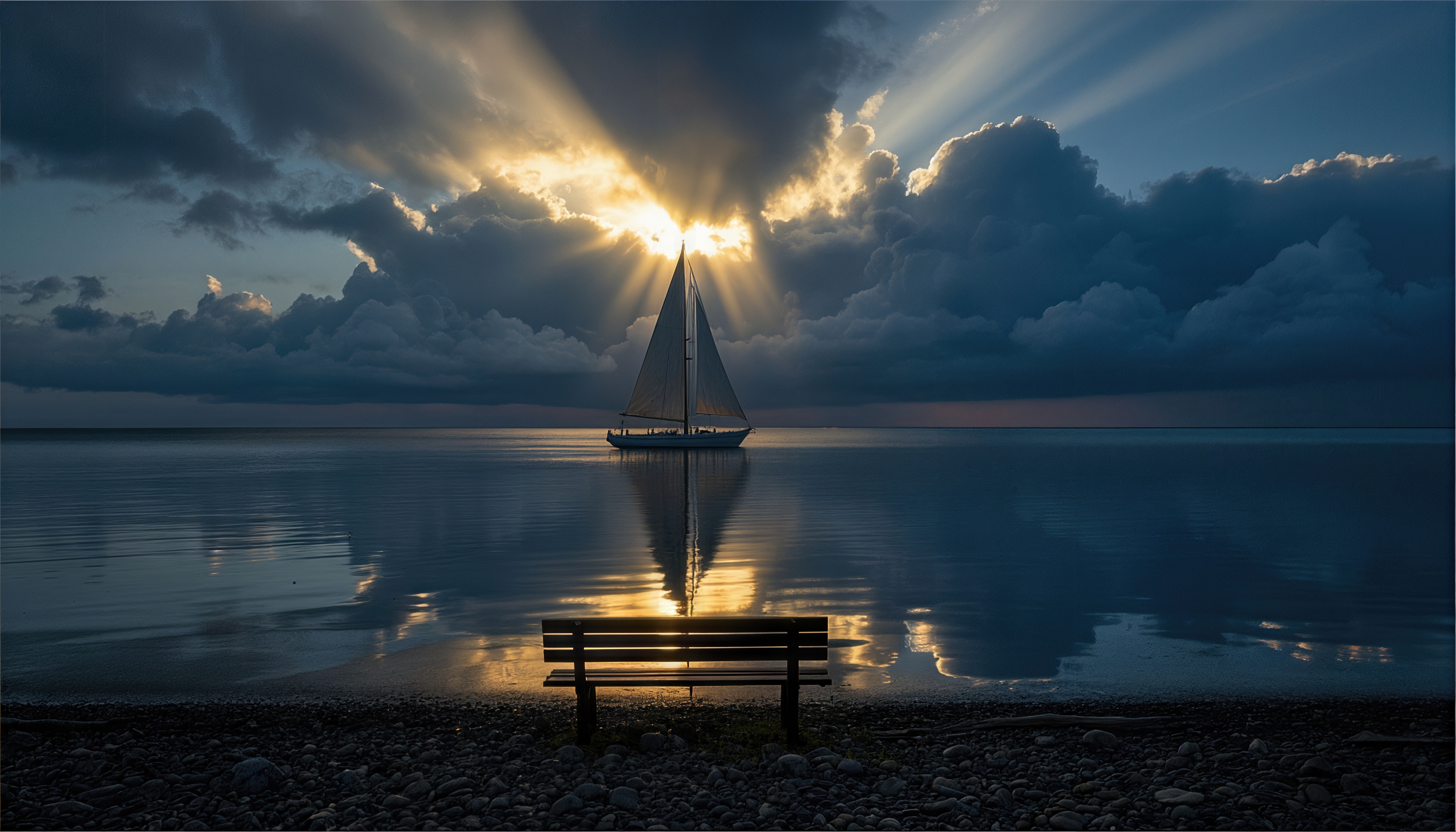 Wallpapers sailboat sea sunset on the desktop