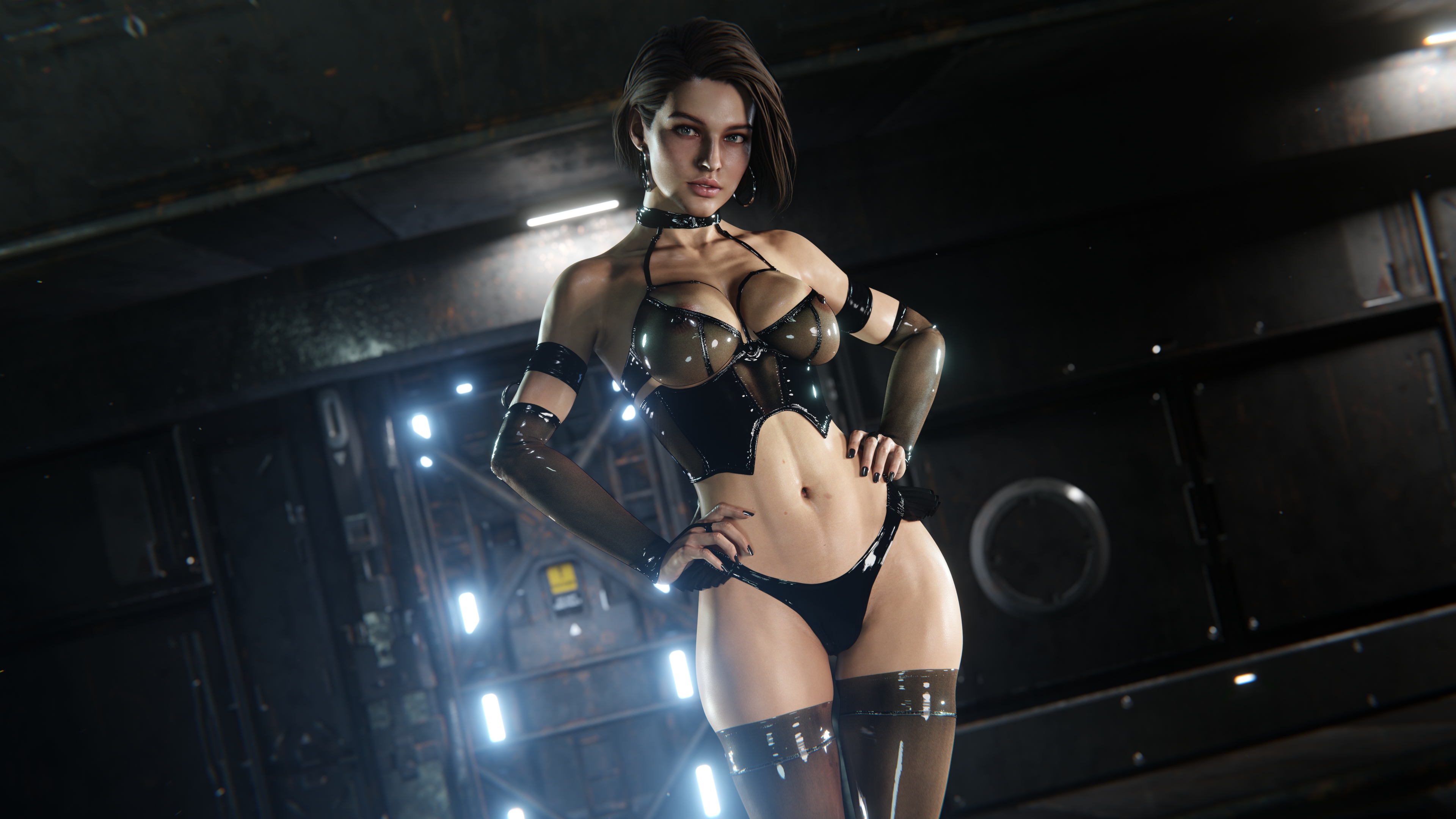 Бесплатное фото Что вы думаете о моем латексном наряде?