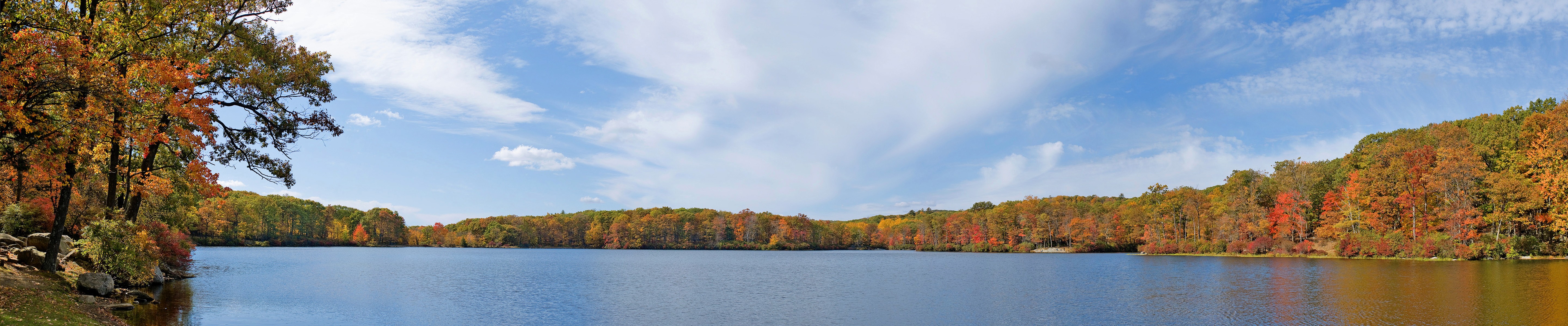 Wallpapers pond landscapes triple screen on the desktop