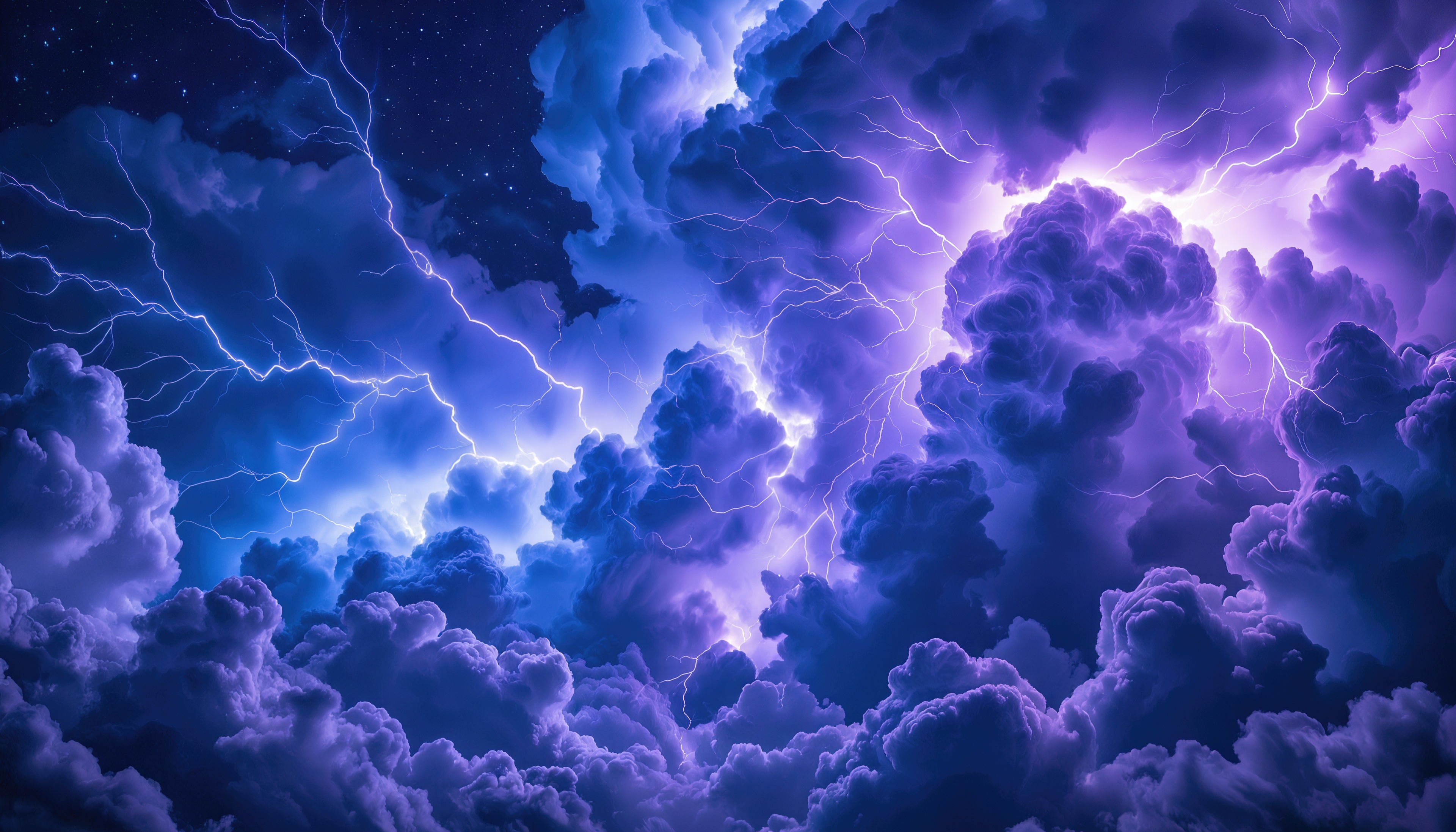 Шторм раскрасил небо фиолетово-синими оттенками.