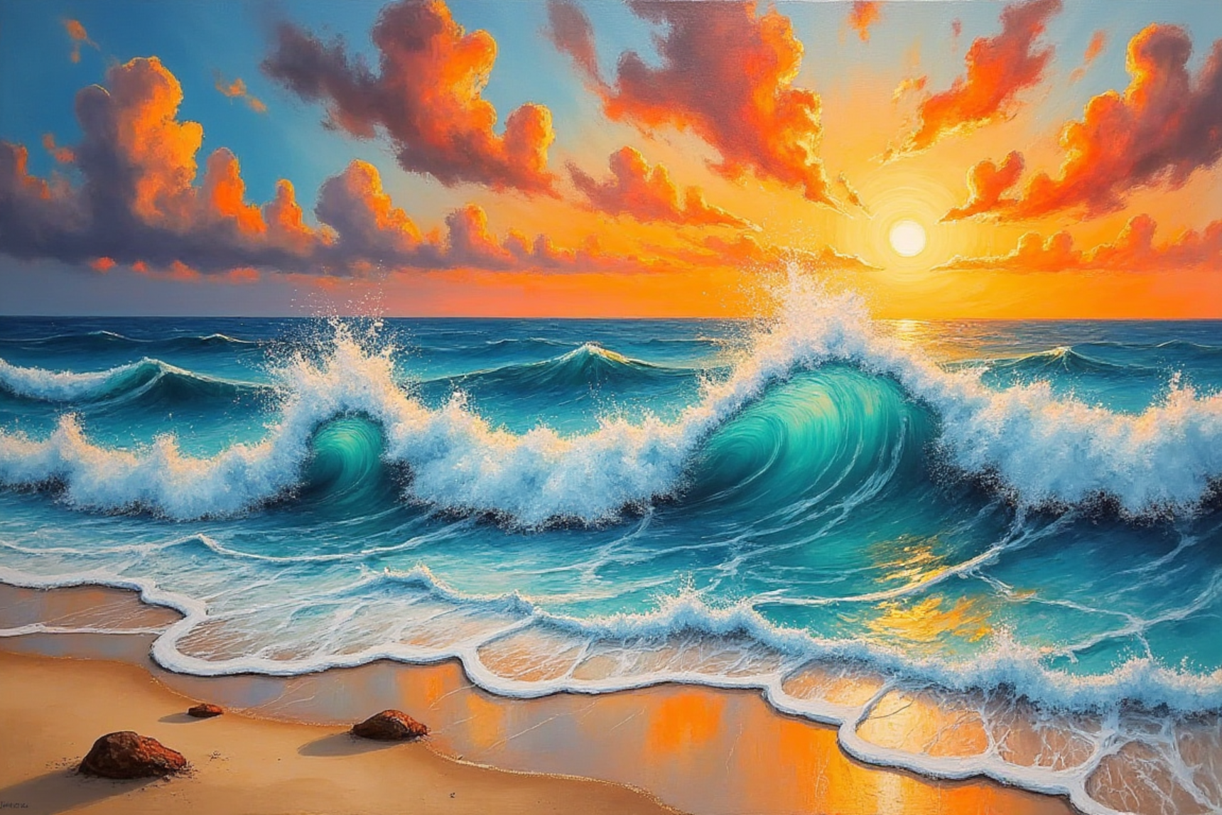 免费照片夕阳下的海浪